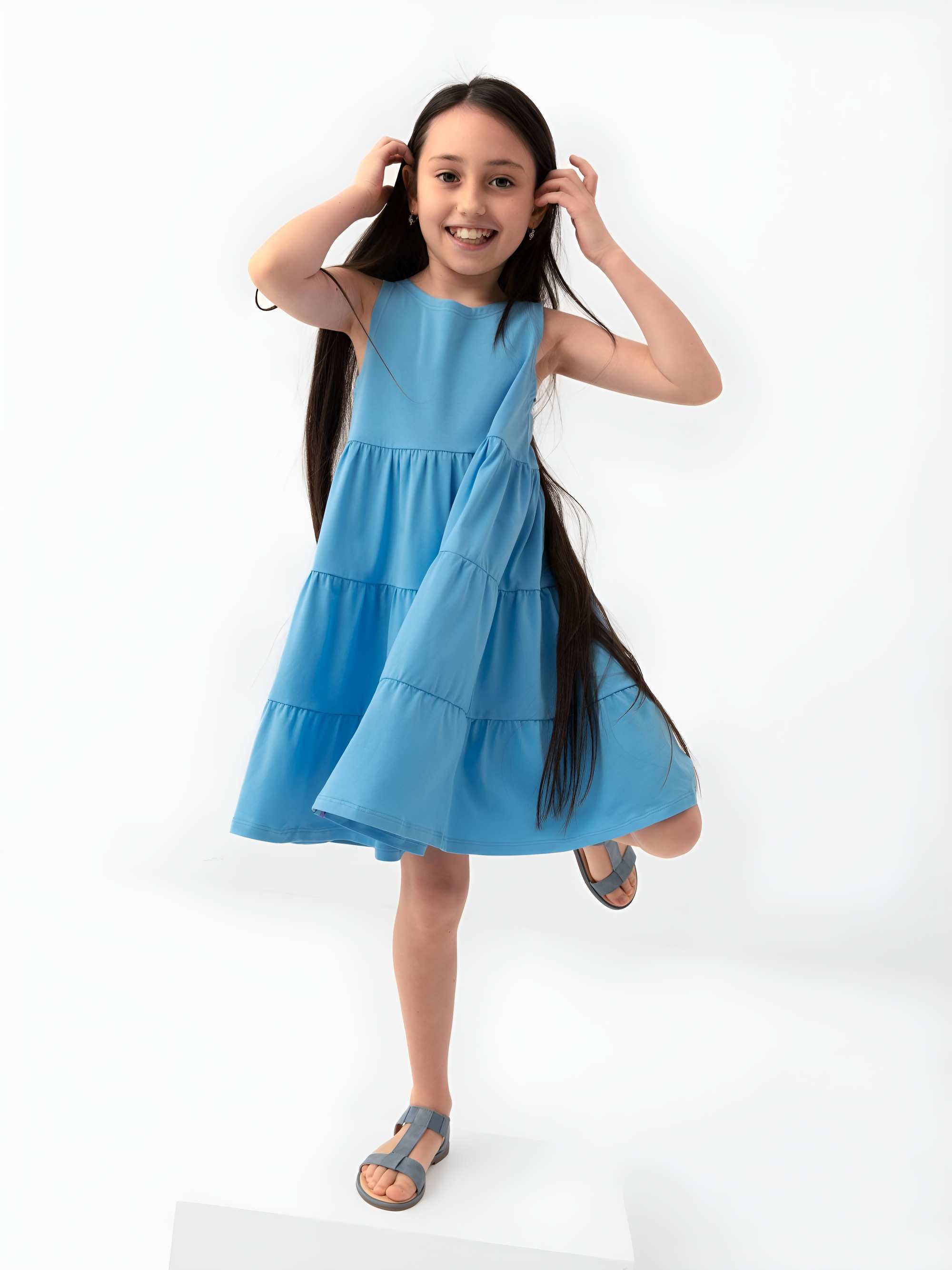 Pastel blue sleeveless dress