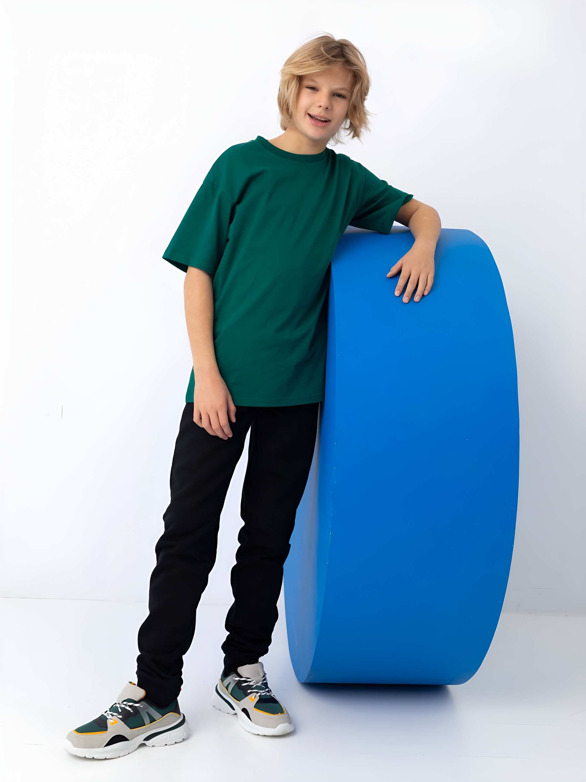 Butelkowozielony T-shirt oversize Junior