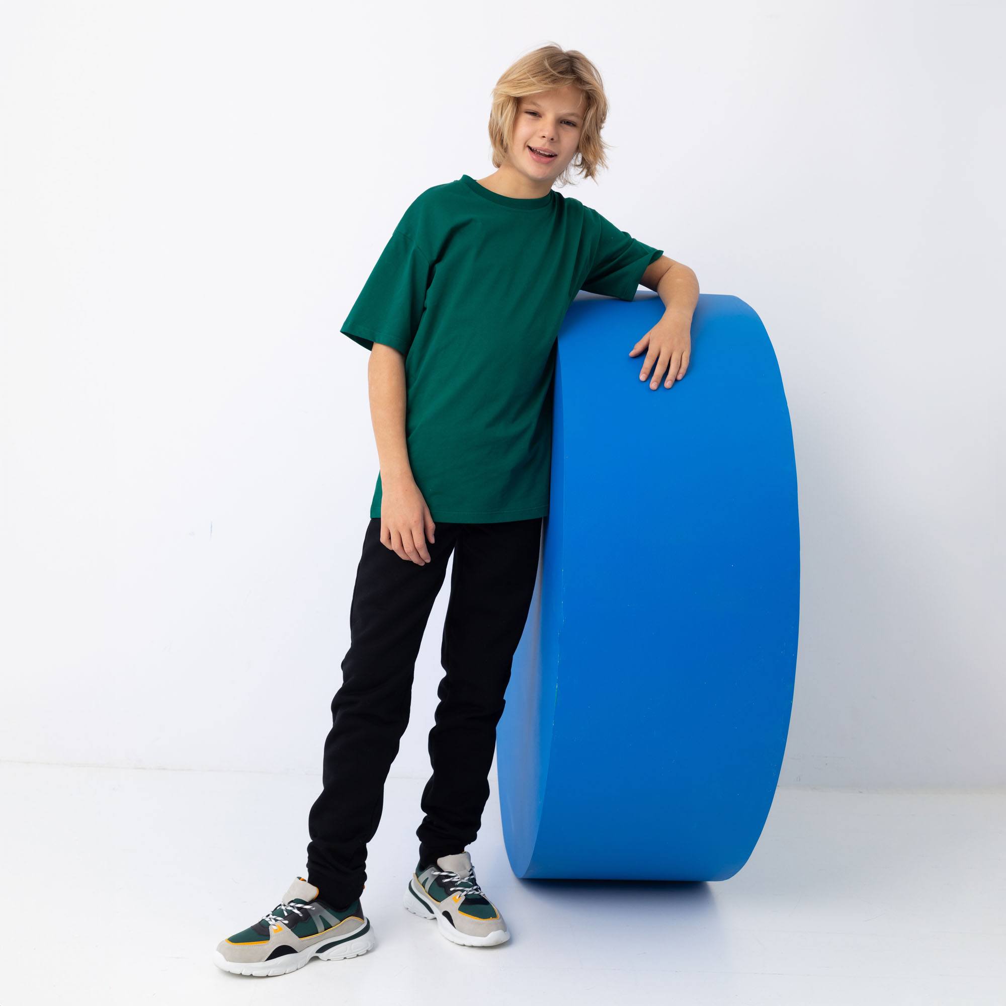 Butelkowozielony T-shirt oversize Junior