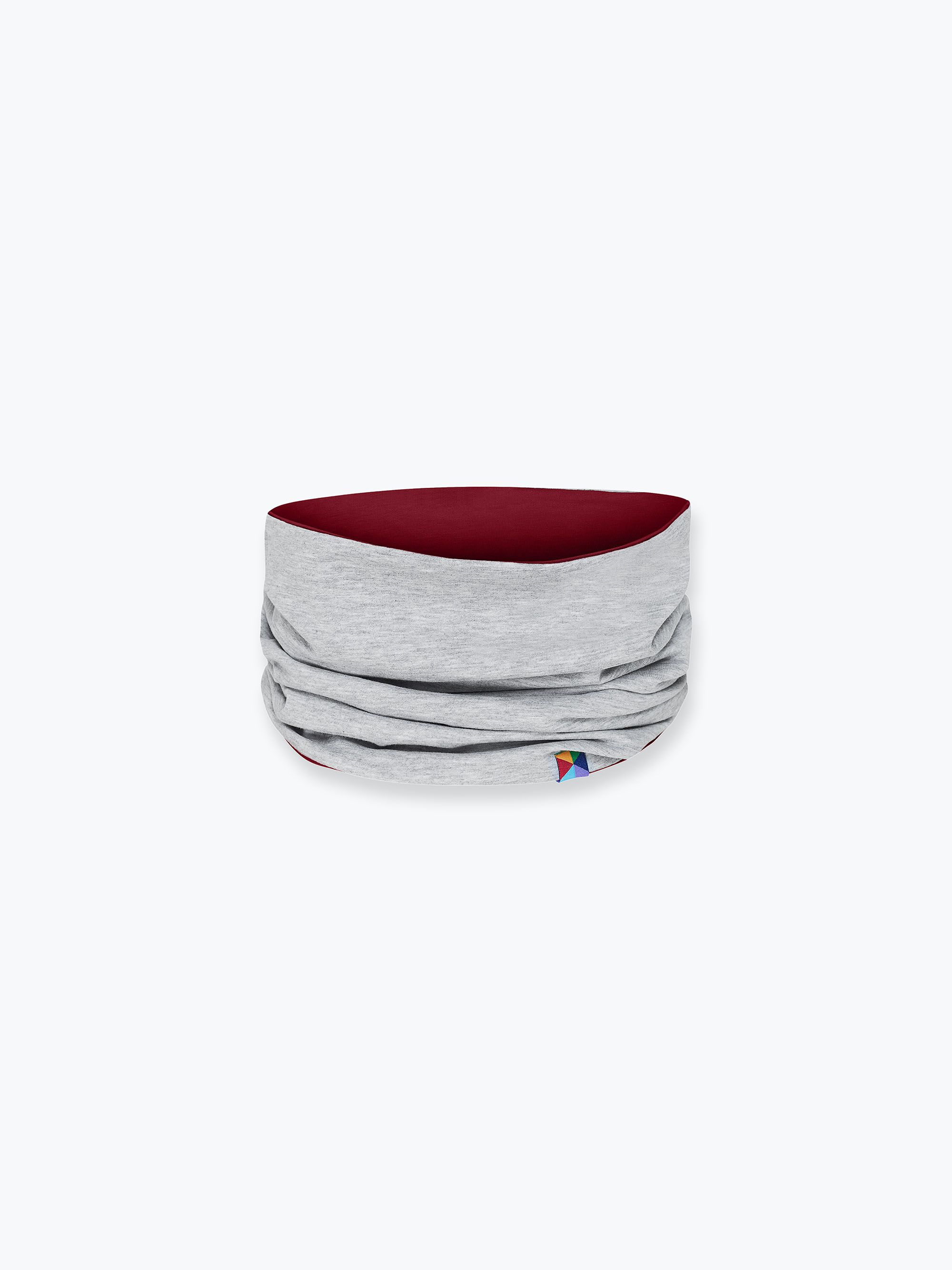 Burgundy - grey reversible neck warmer Junior