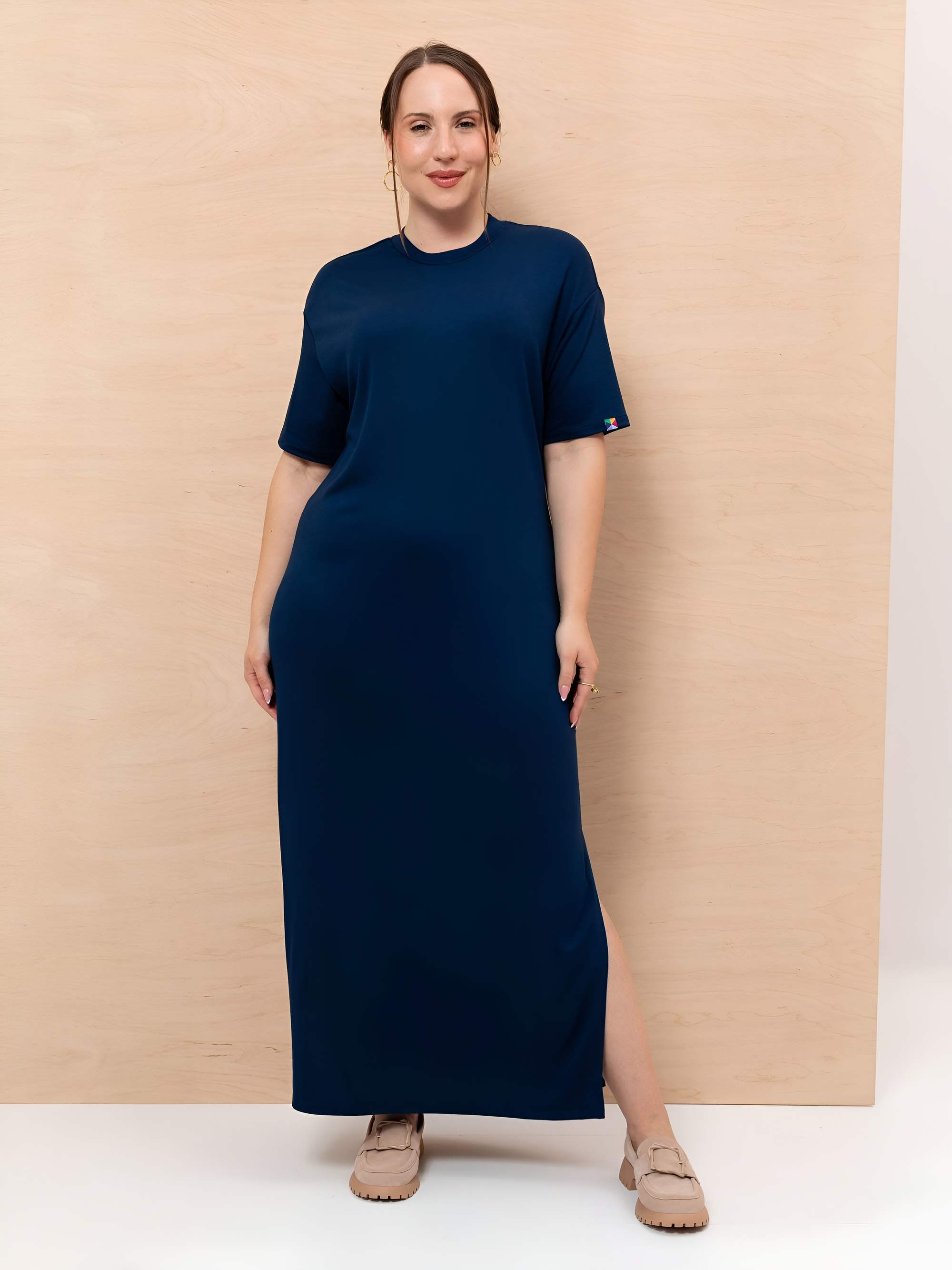 Navy blue dress with slits Women