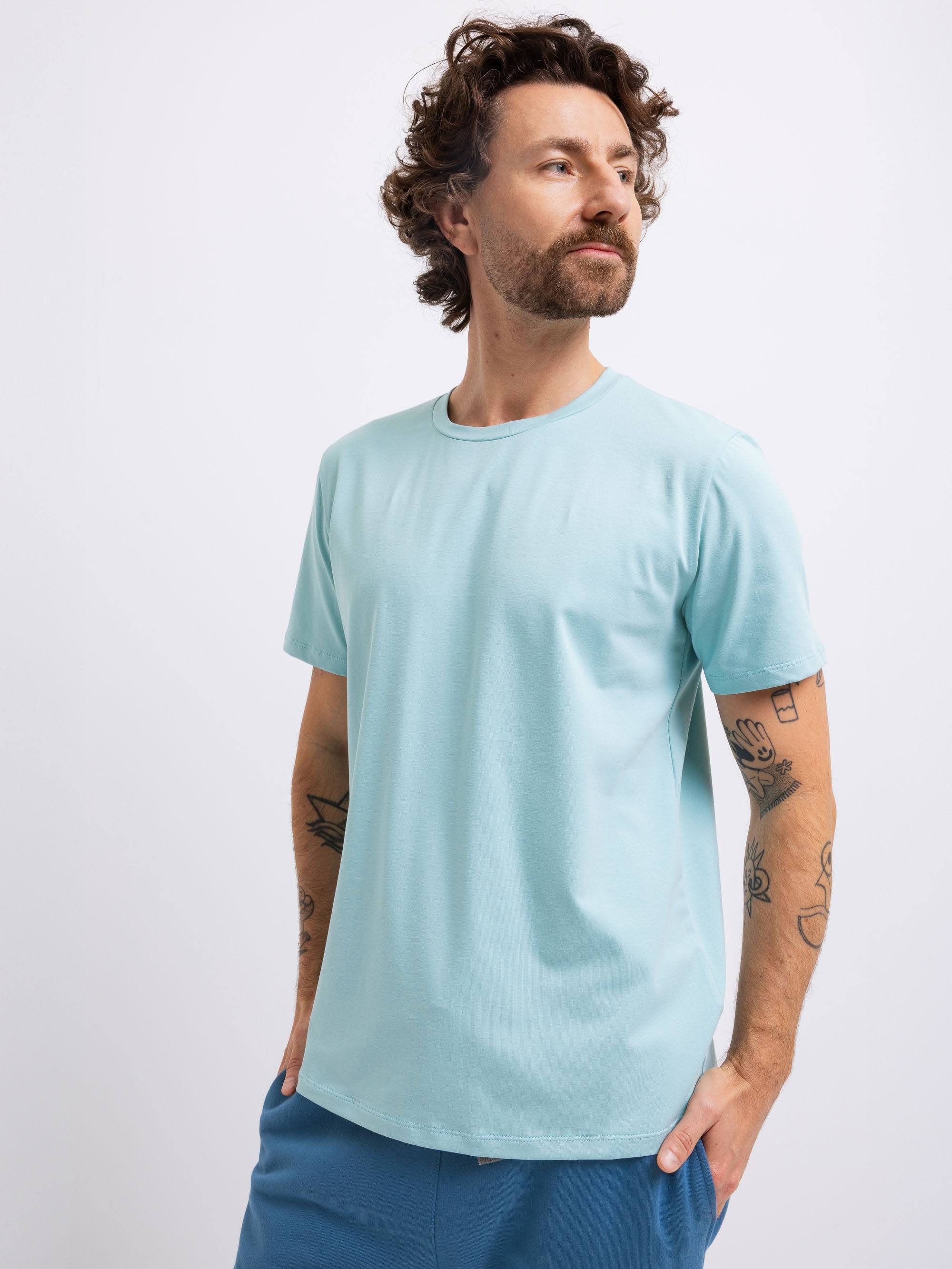 Jasnoturkusowy T-shirt męski