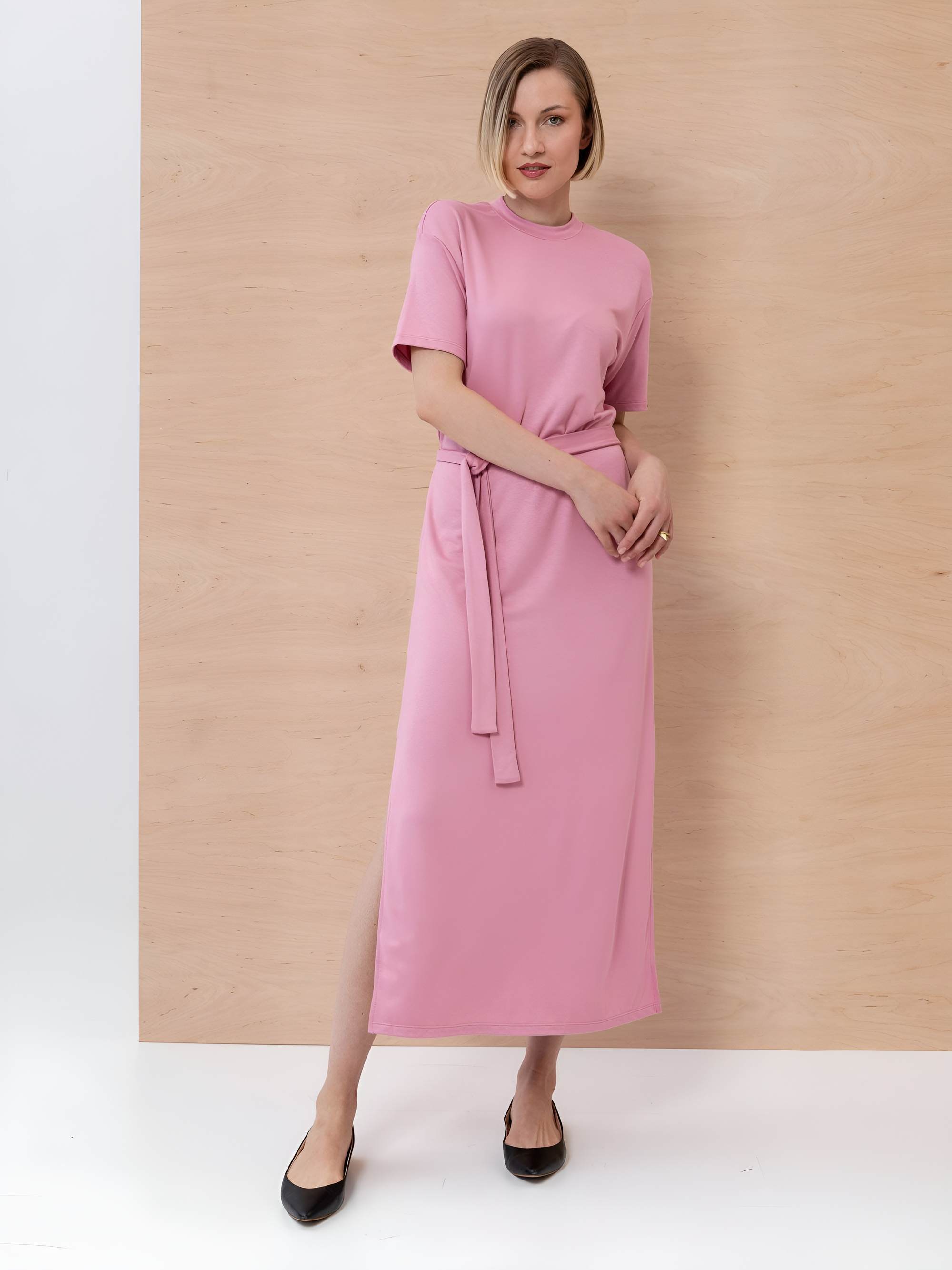 Dusty pink dress with slits Women