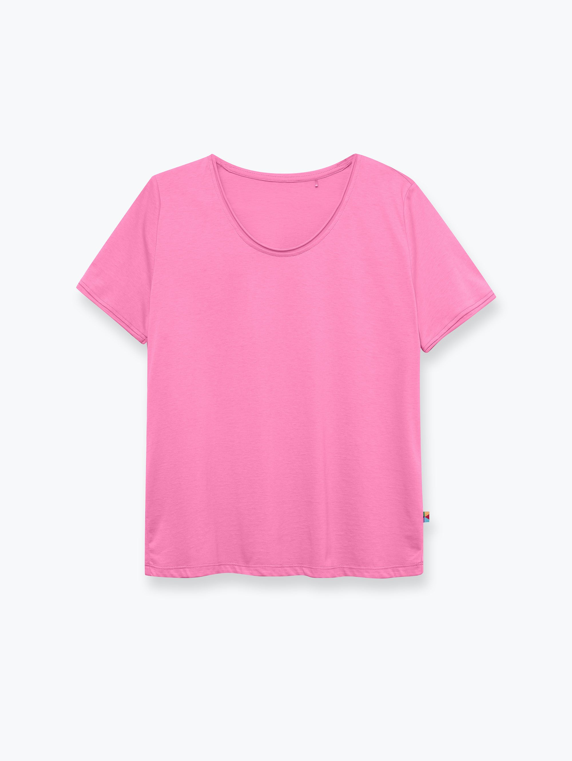 Pasteloworóżowy T-shirt z cienkiej dzianiny damski