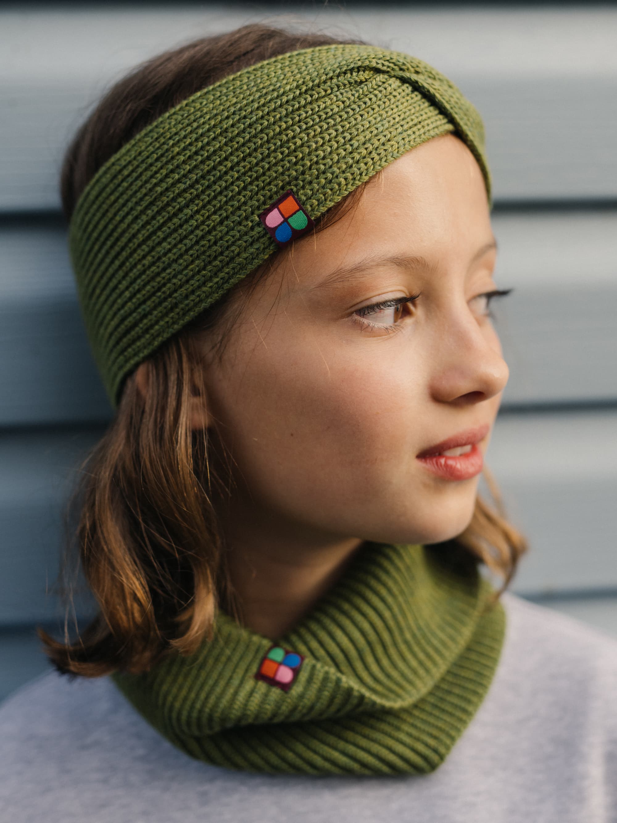 Green melange Merino wool headband