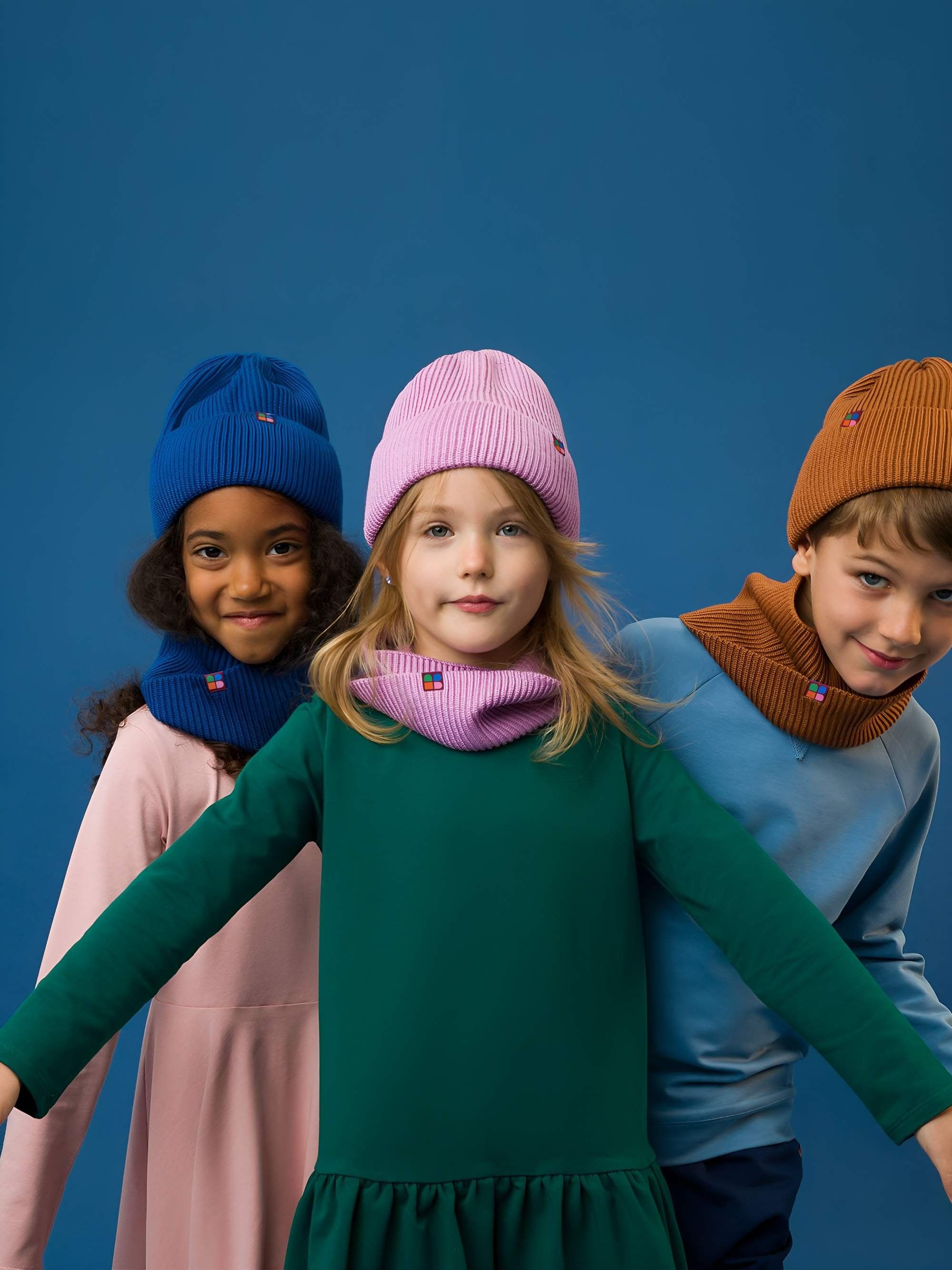 Blue merino wool hat kids