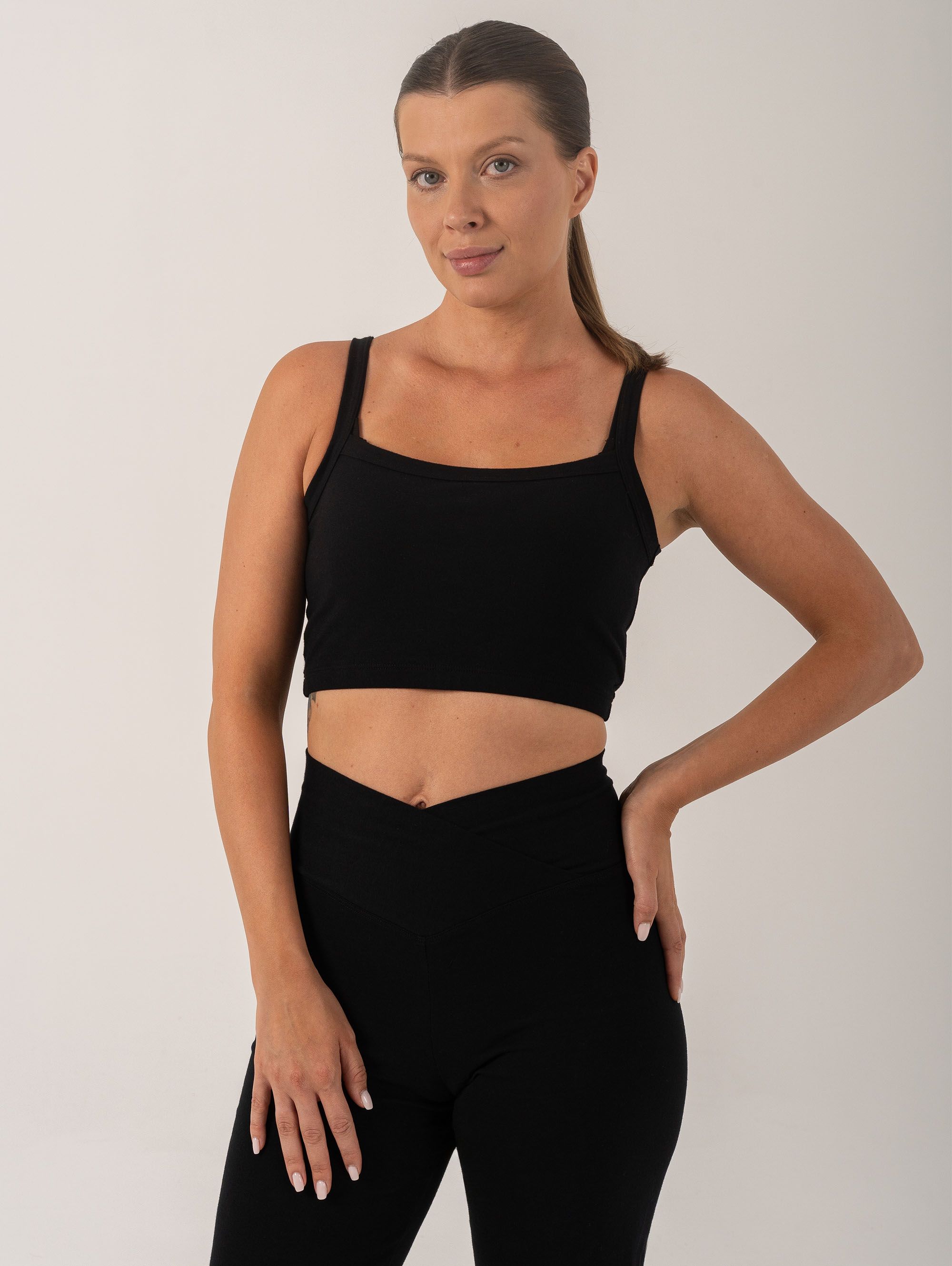 Black Active Stretch Crop Top Women