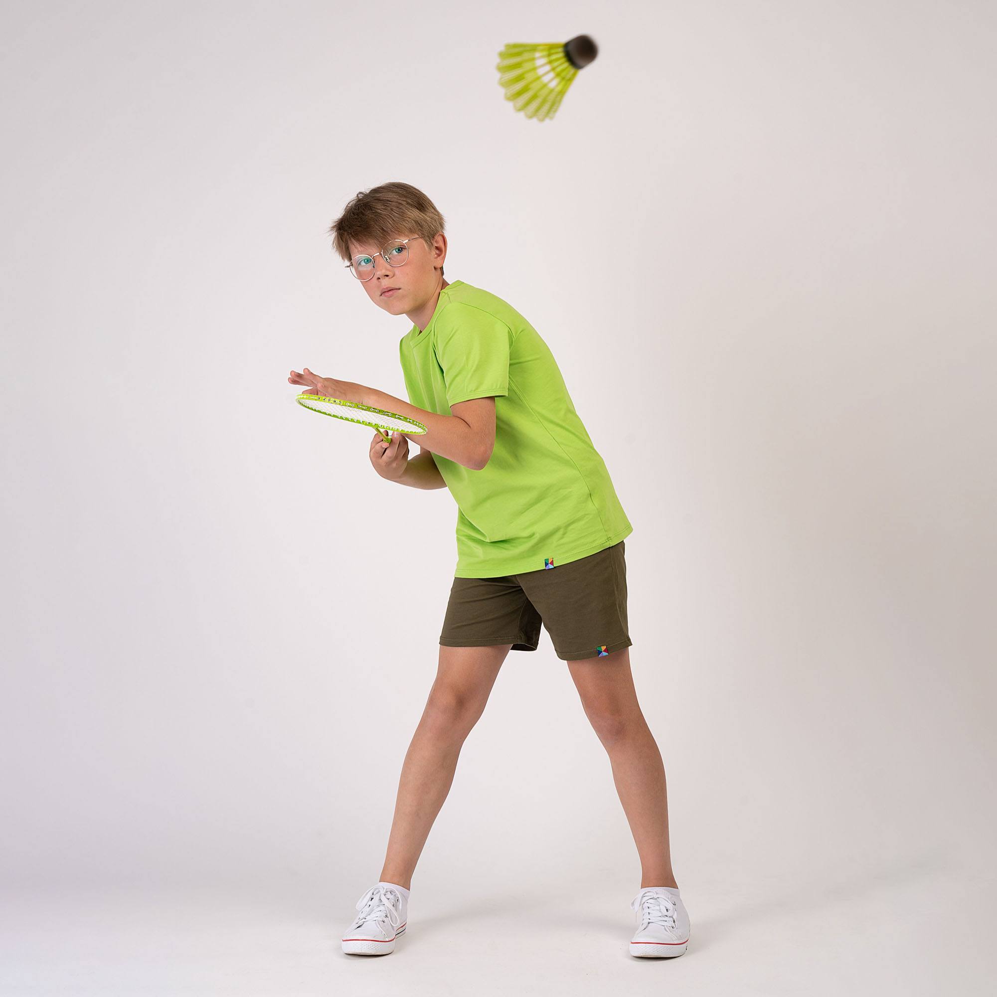 Limonkowa koszulka z krótkim rękawem Junior
