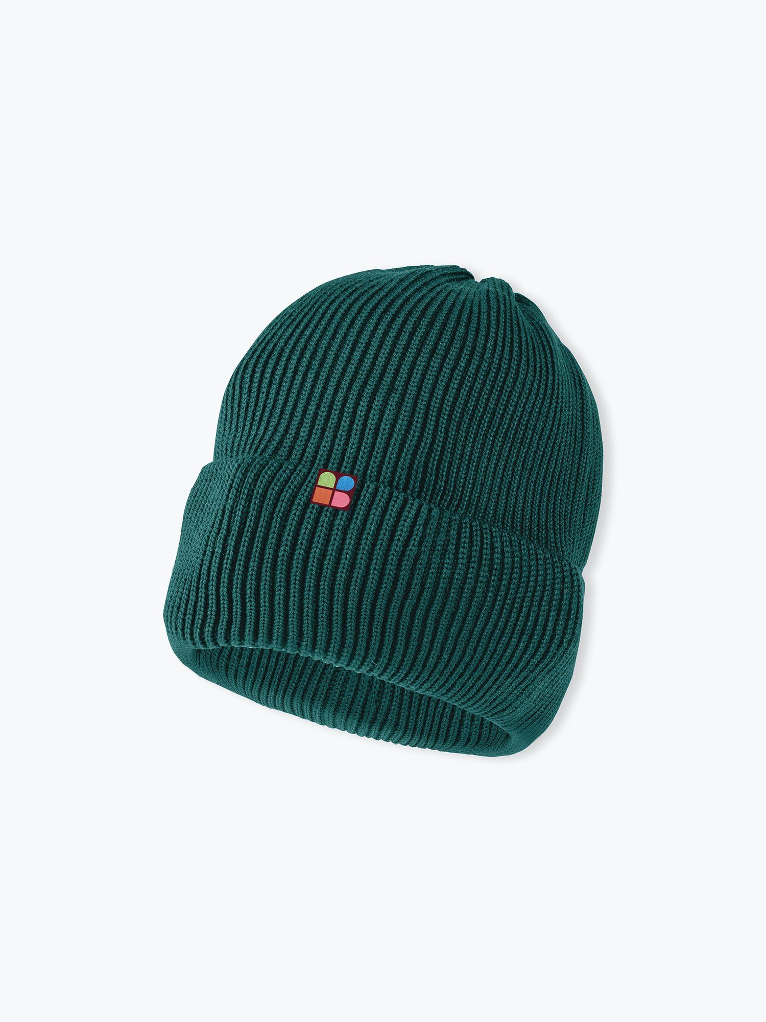 Bottle-green merino wool hat kids