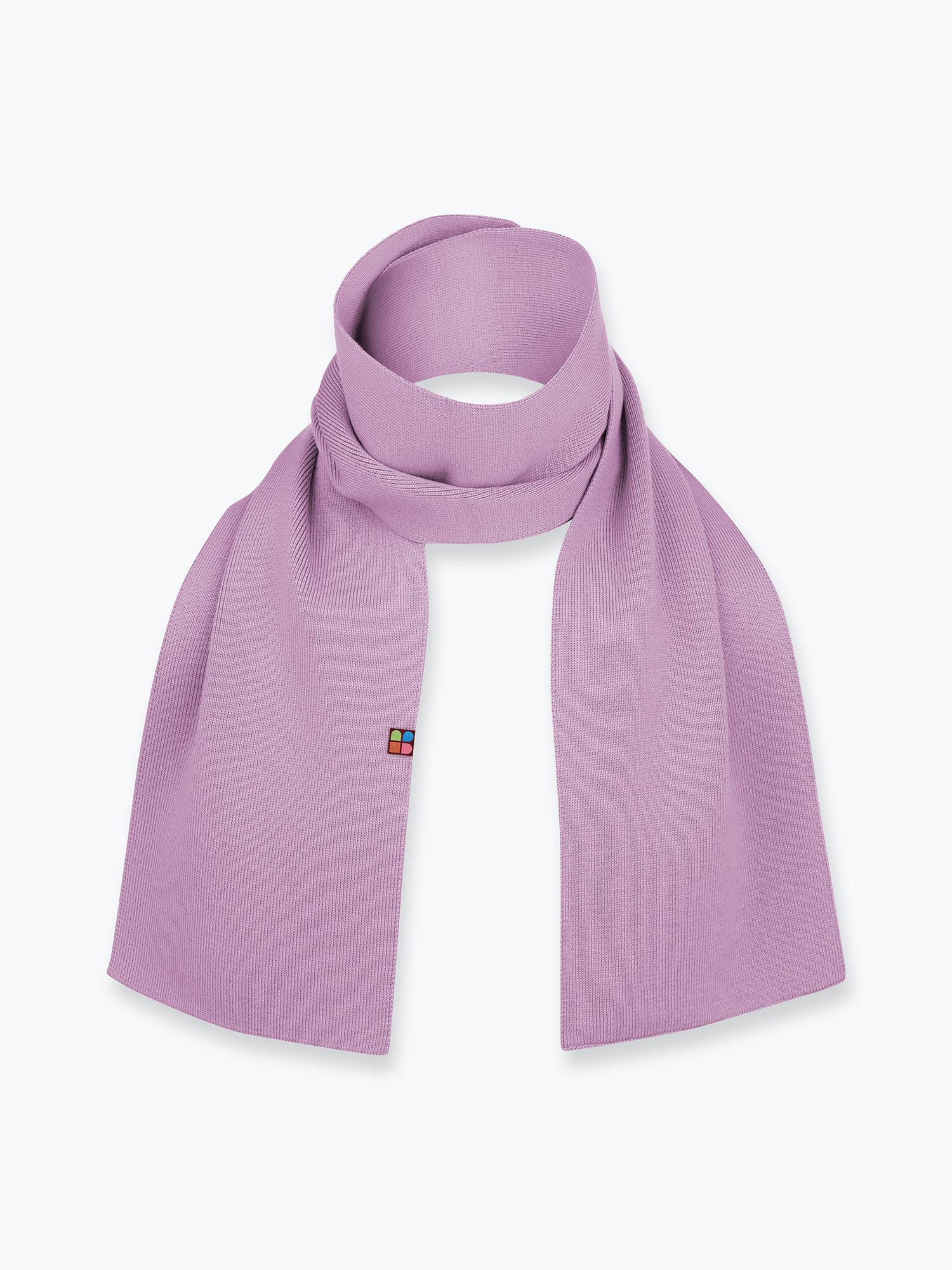 Light purple fine knit merino wool scarf kids