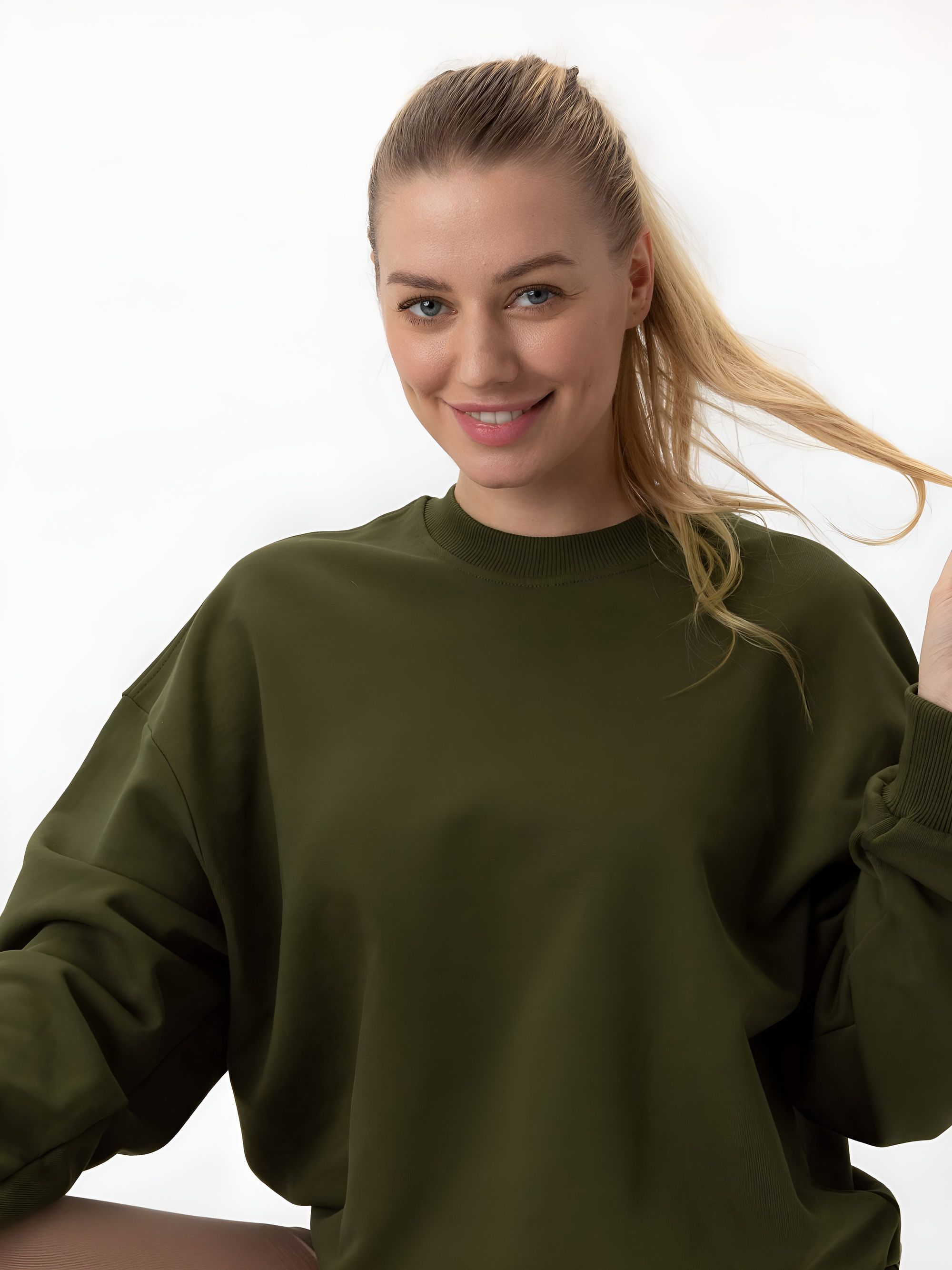 Khaki bluza przez głowę damska