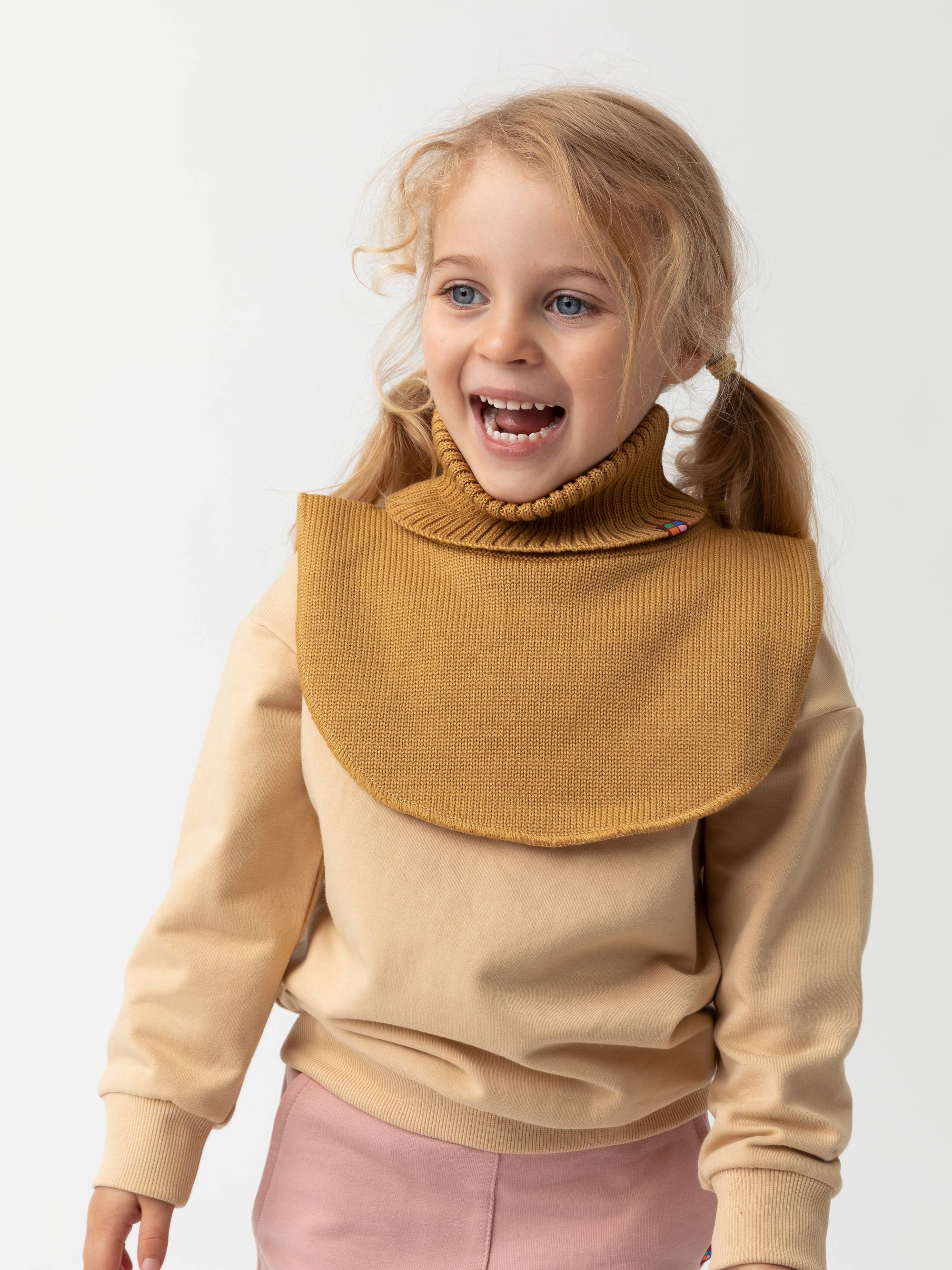 Mustard merino wool neck warmer kids
