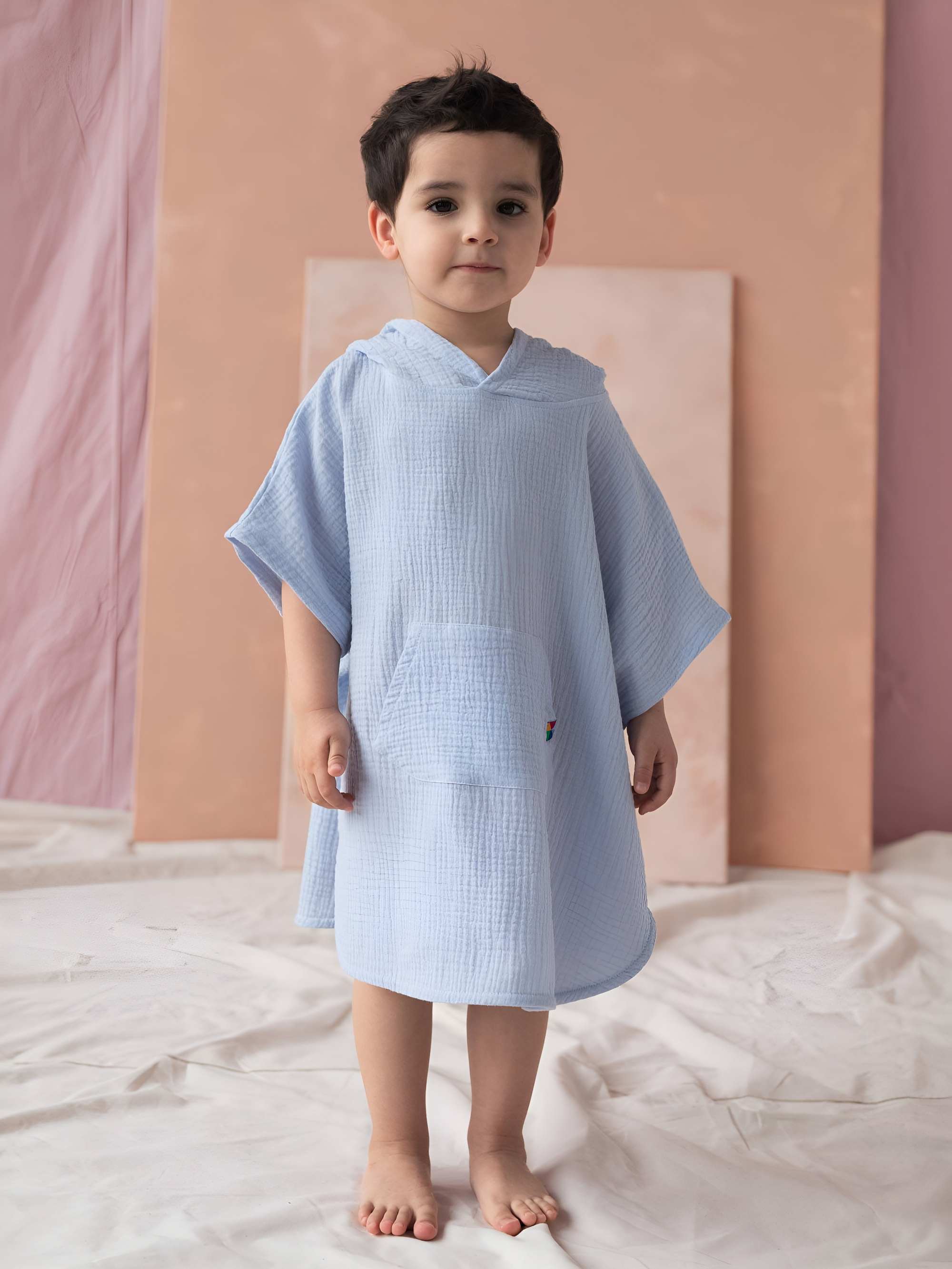 Light blue muslin poncho