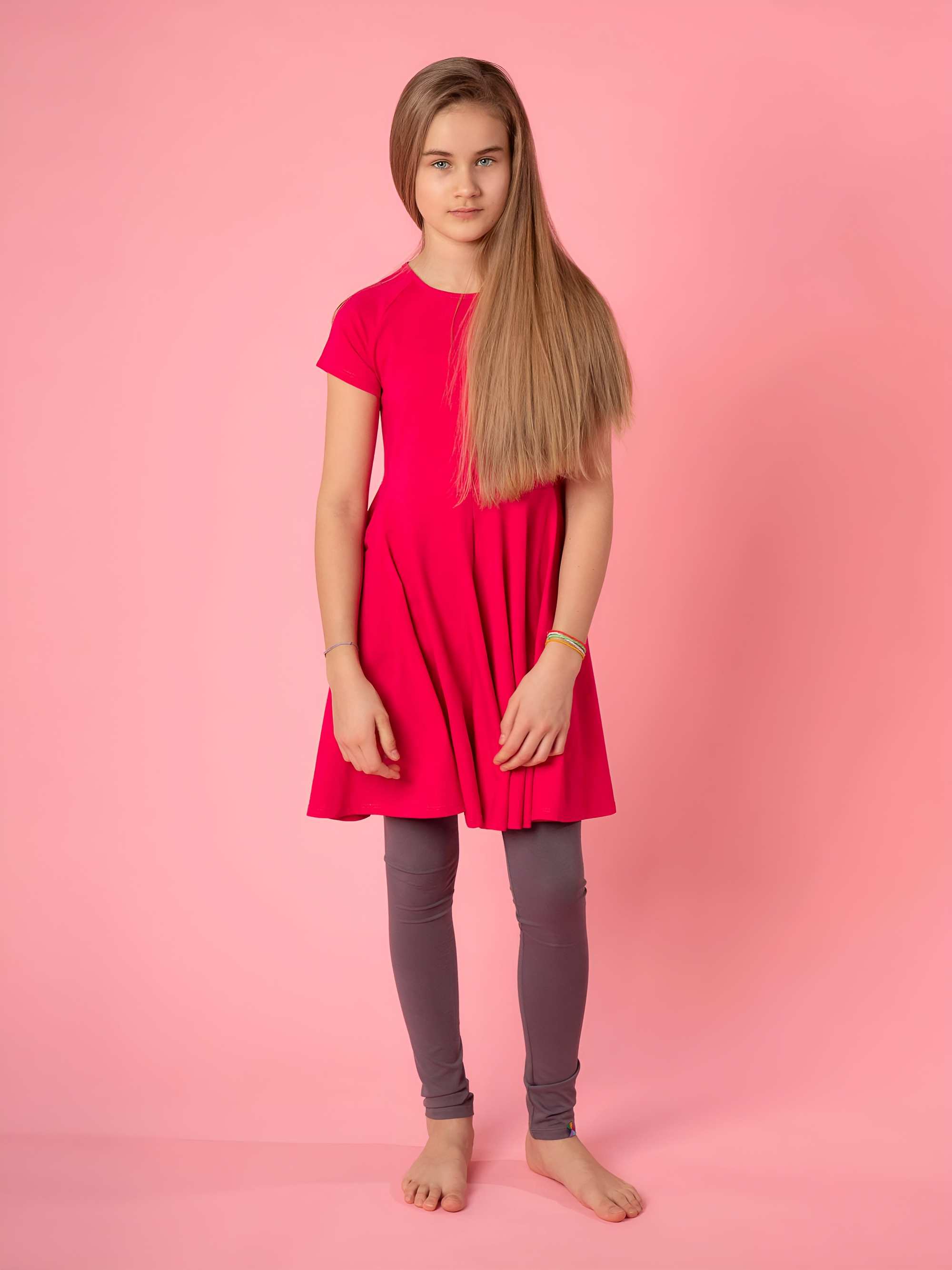 Różowa sukienka z krótkim rękawem Junior