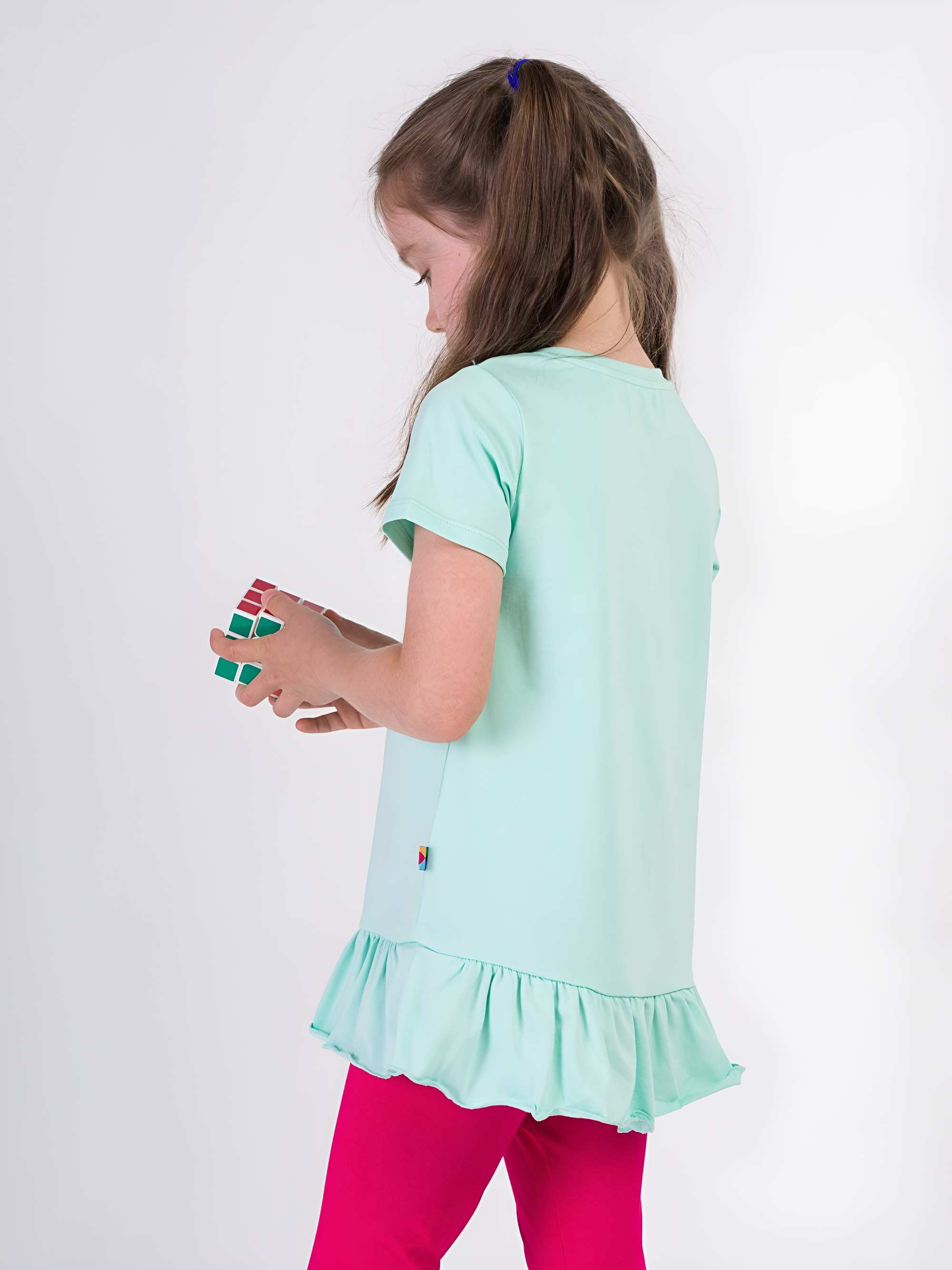 Mint ruffle short sleeve blouse