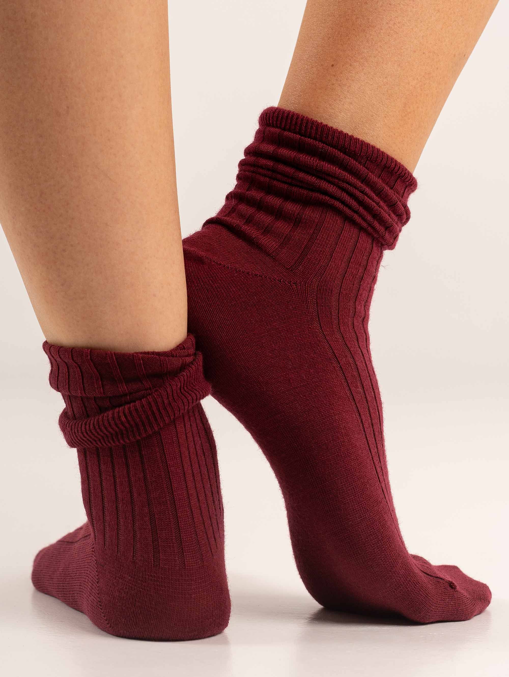 Burgundy Merino Wool Socks Unisex