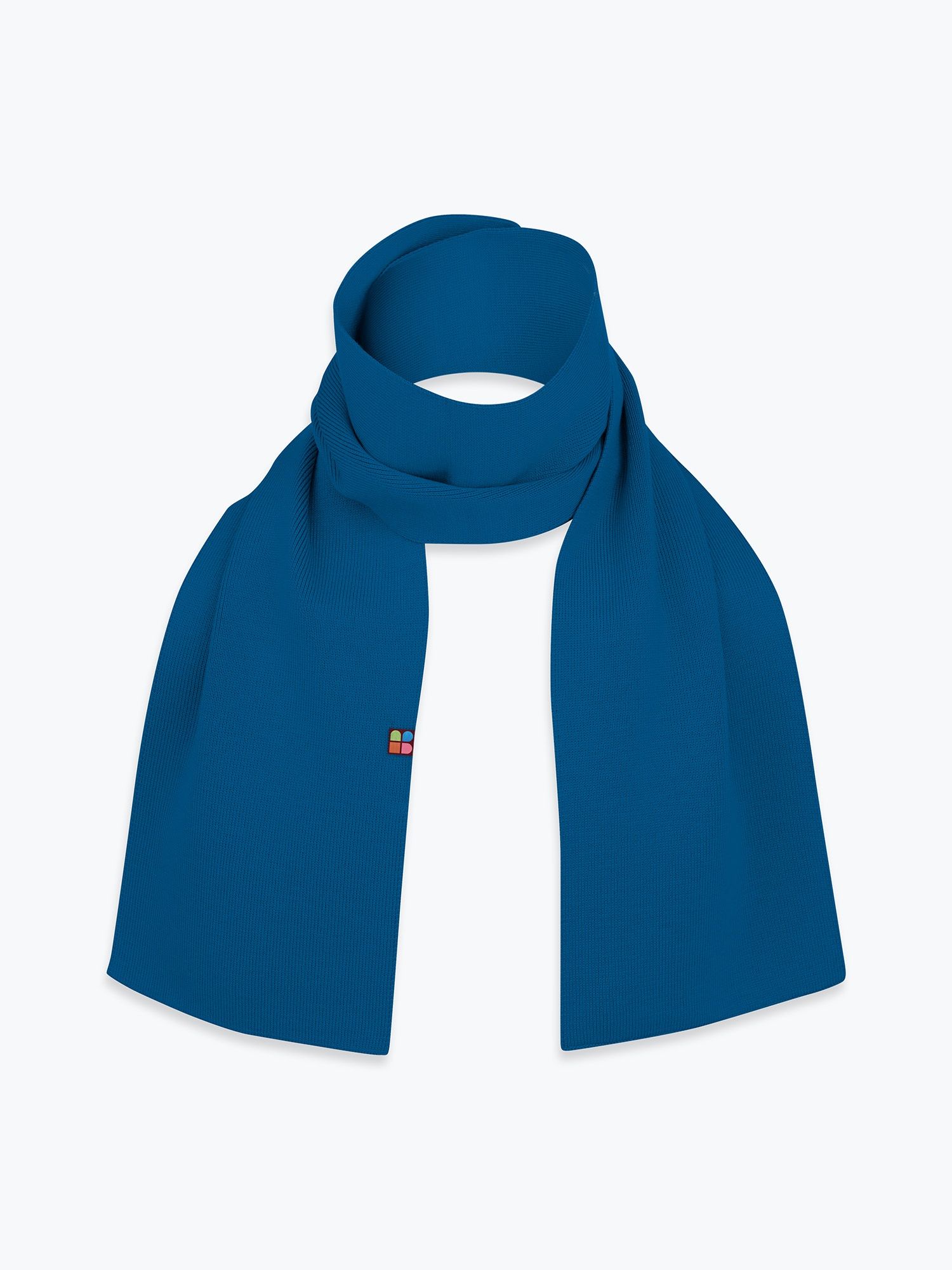 Blue fine knit merino wool scarf kids