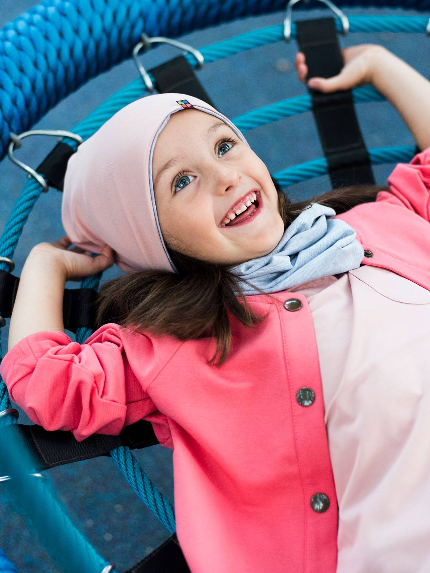 Powder pink-grey Reversible Beanie & Neck Warmer Set Junior