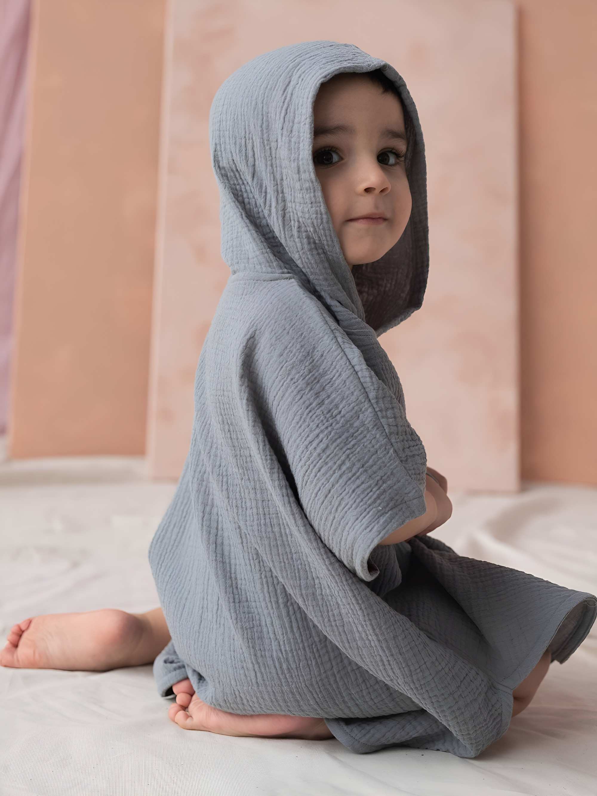 Grey muslin poncho