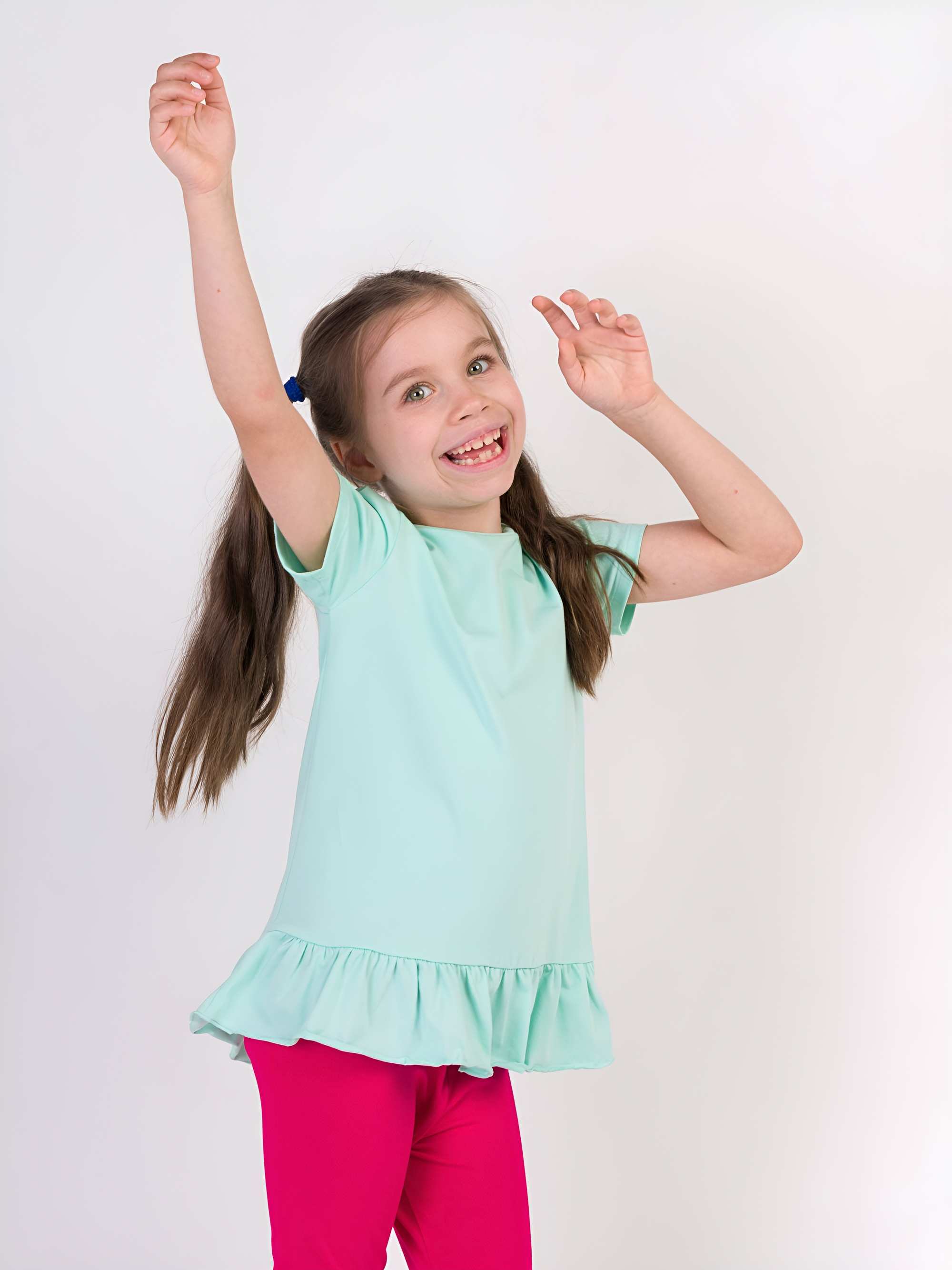 Mint ruffle short sleeve blouse