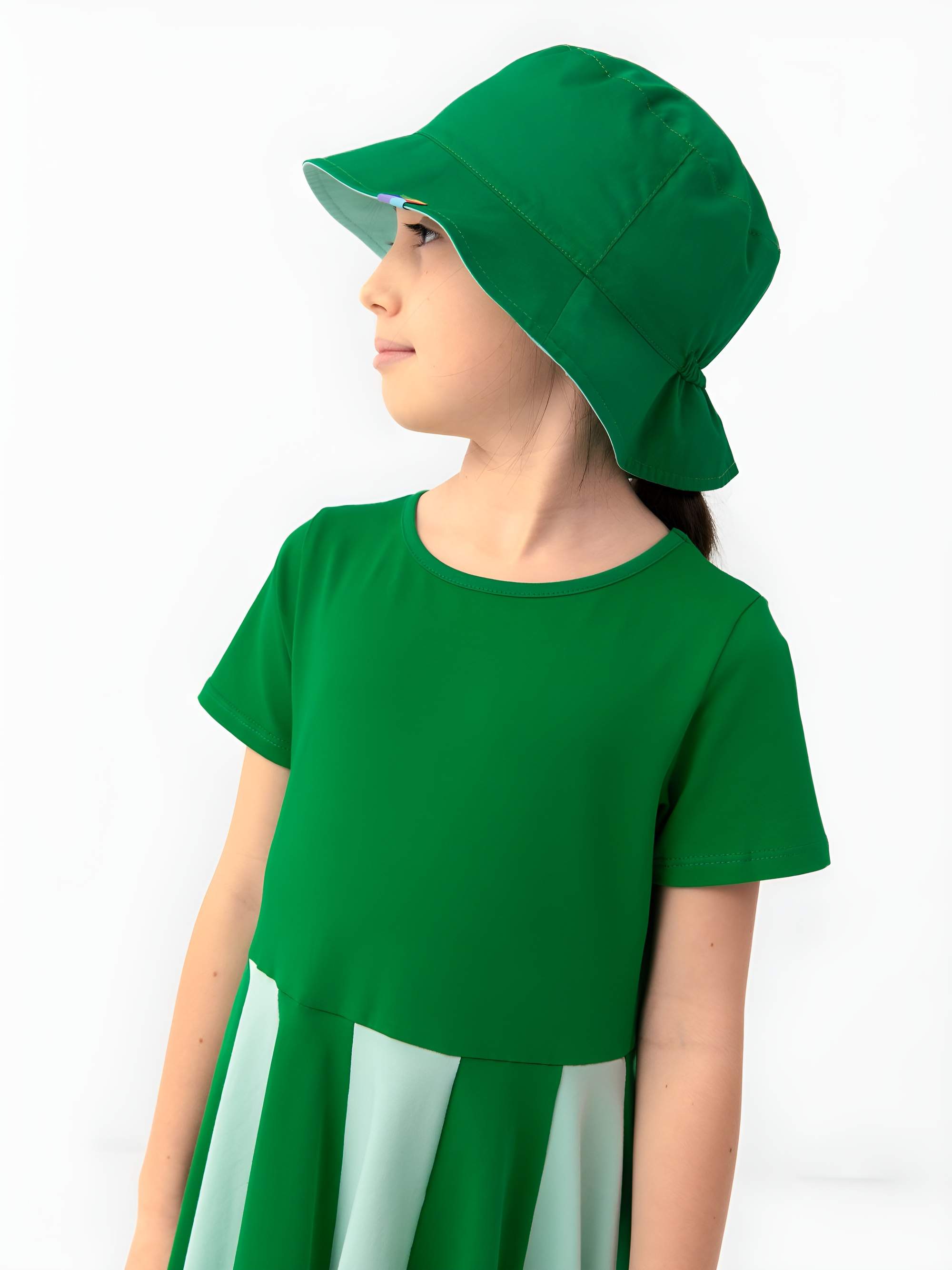 Green - mint short sleeve dress with colorful ruffle