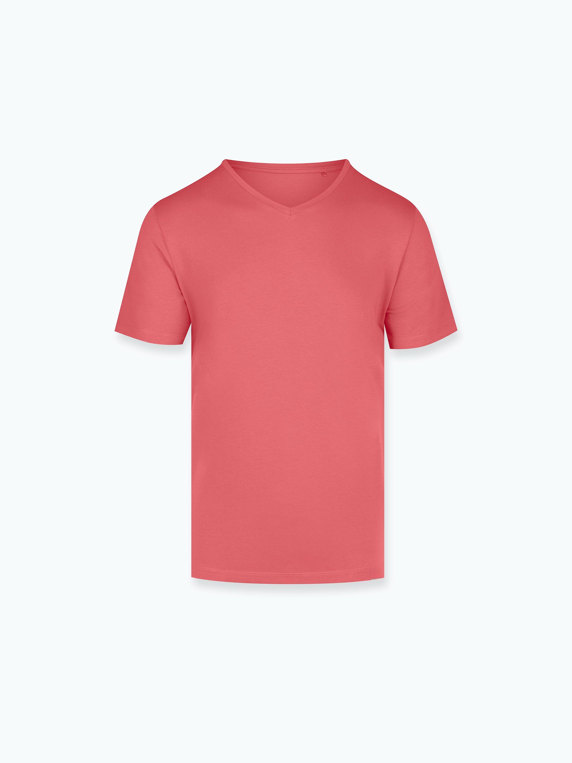 Koralowy t-shirt w serek męski