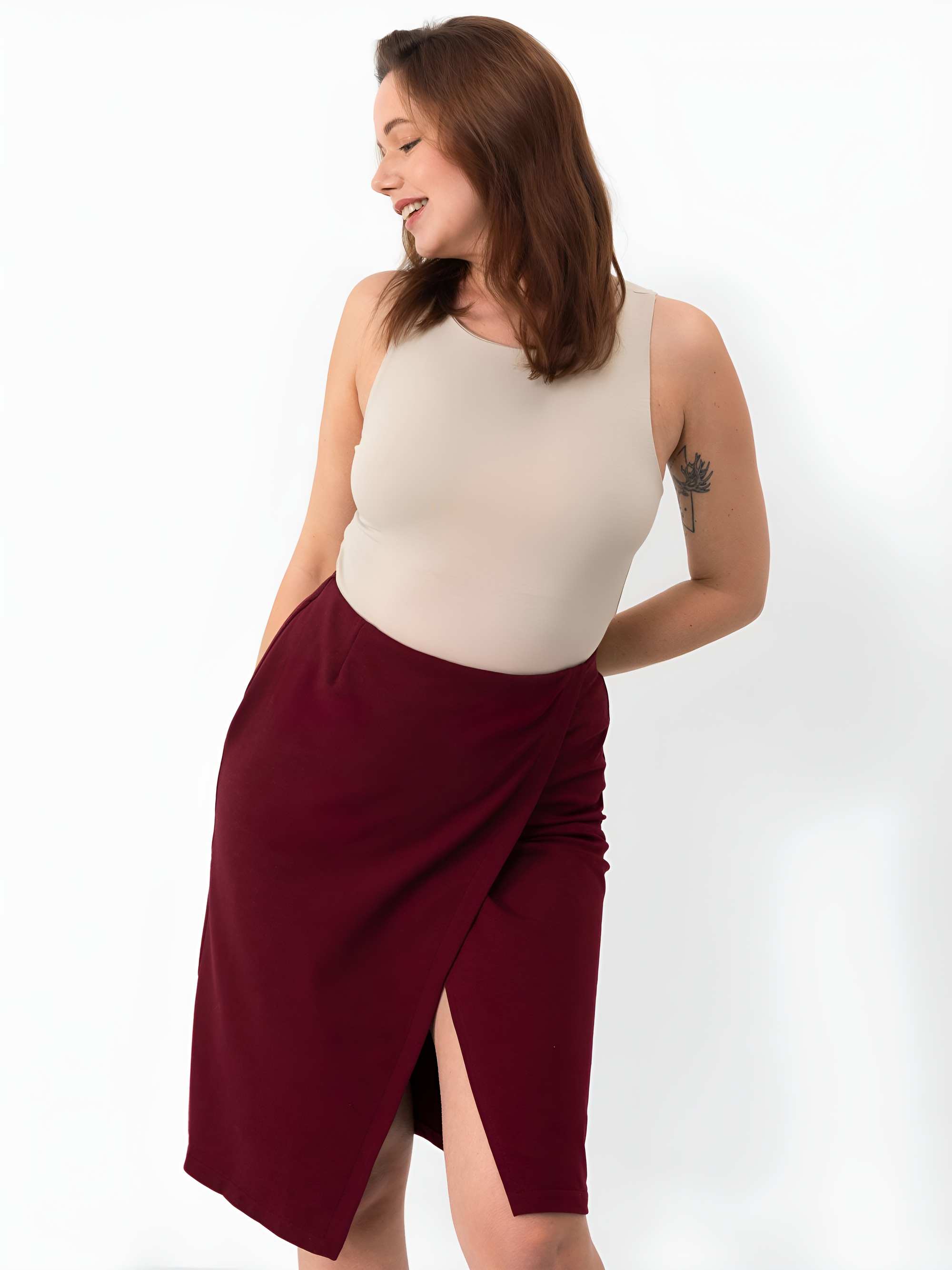 Burgundy wrap skirt Women