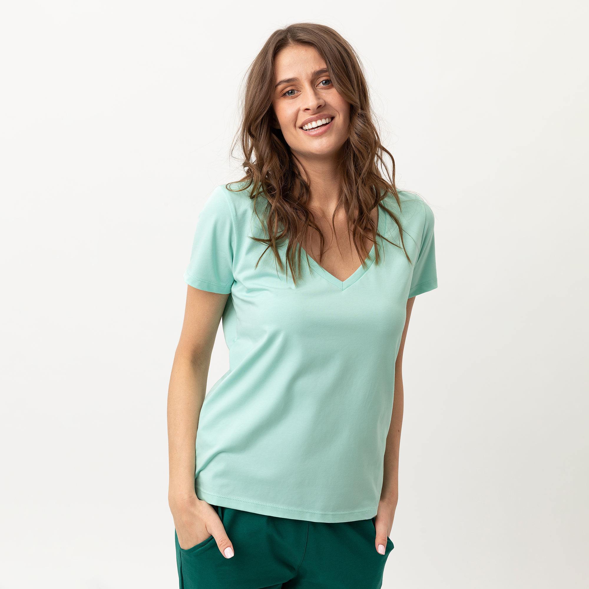 Miętowy t-shirt damski