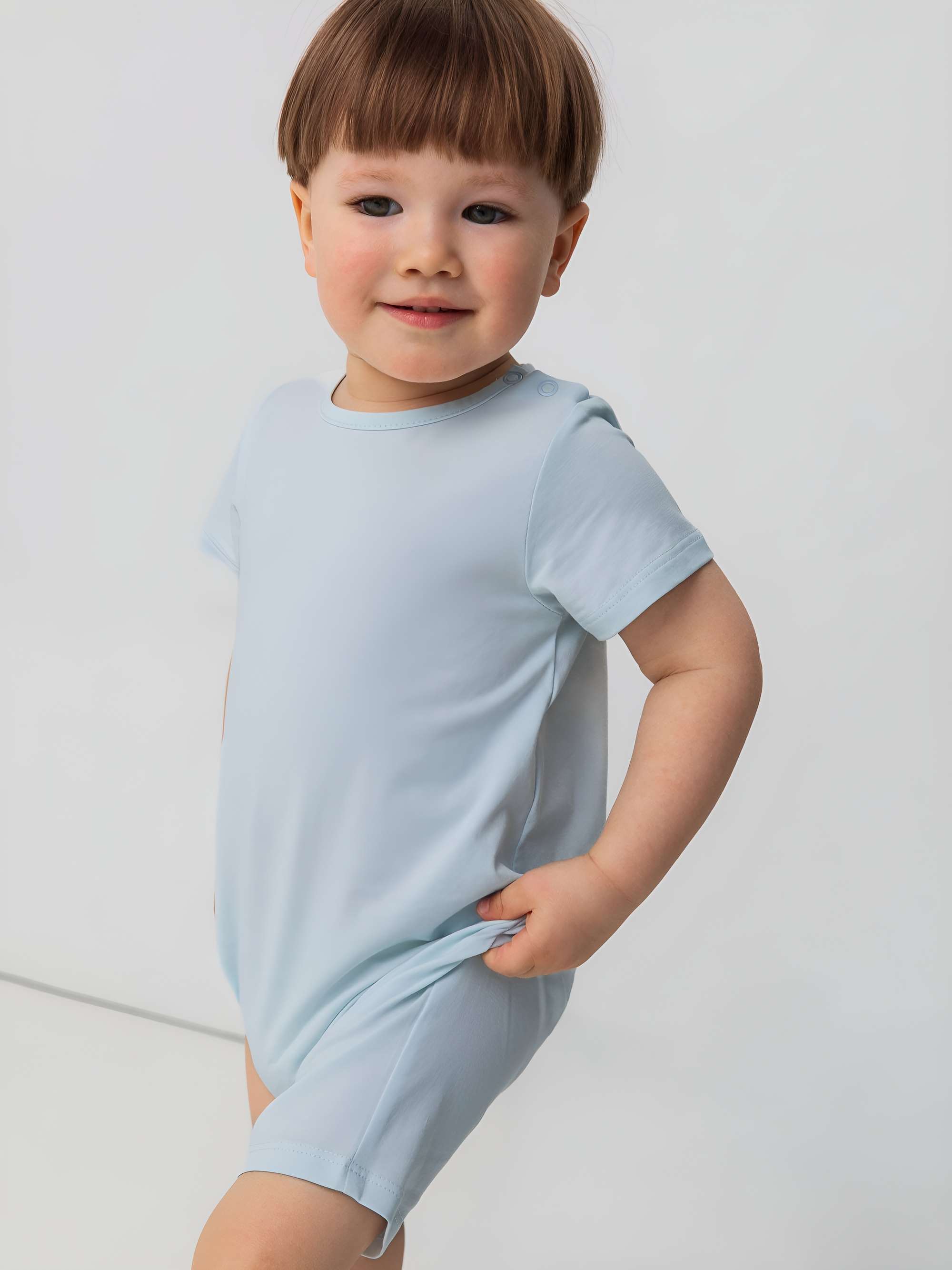 Light blue short sleeve romper