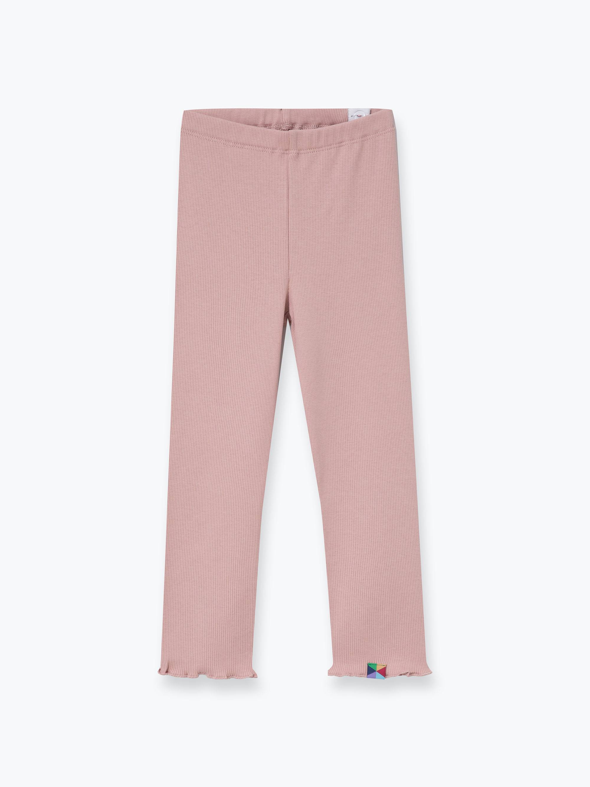 Pudroworóżowe legginsy prążkowane