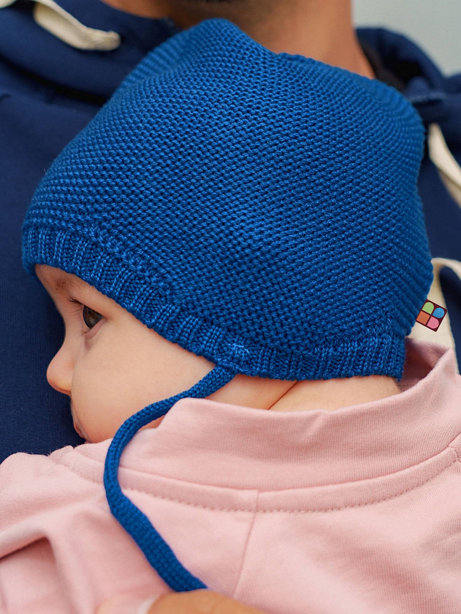 Blue merino wool hat without lining Baby