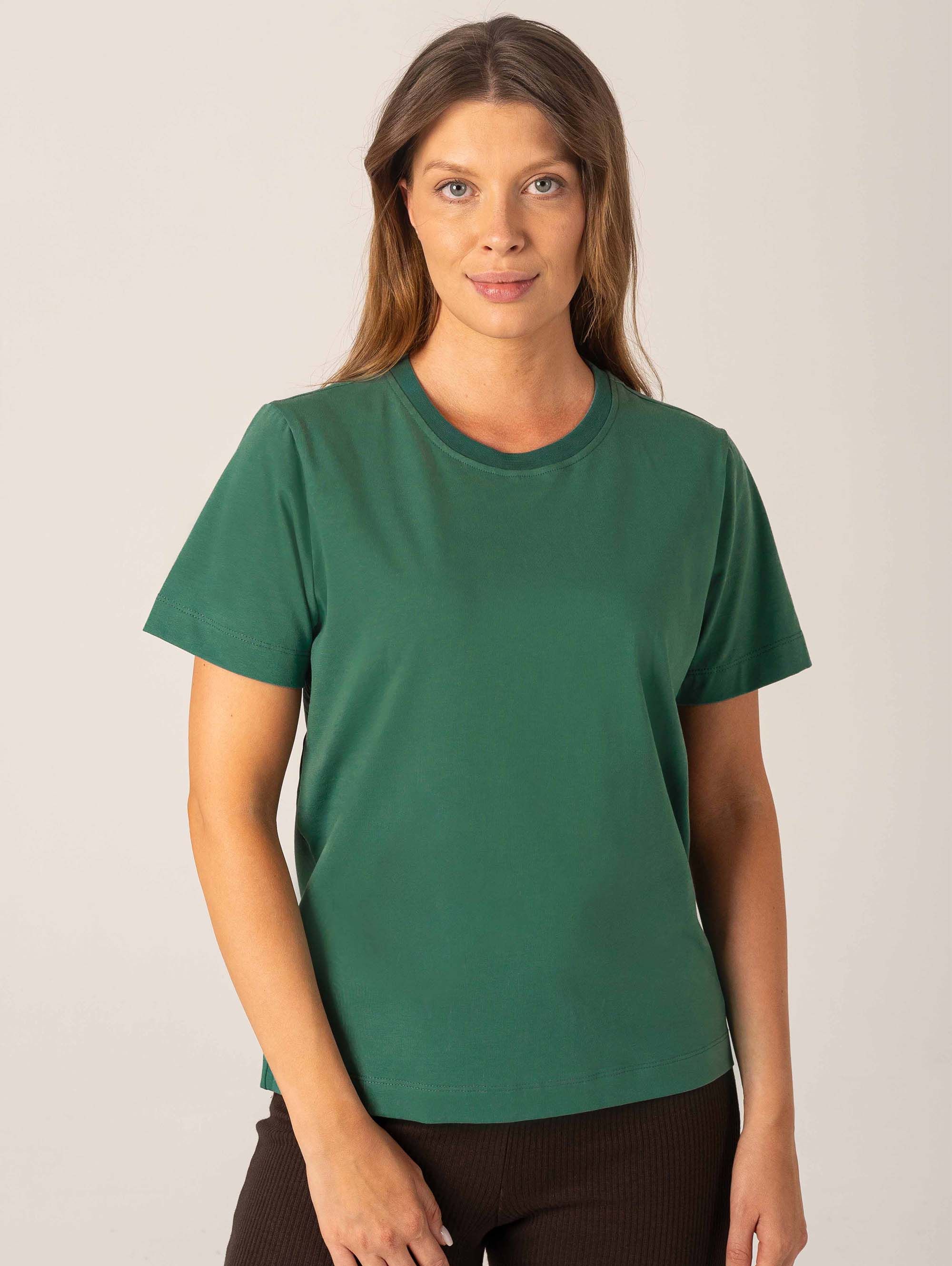Sage green Ribbed Trim T-Shirt Women