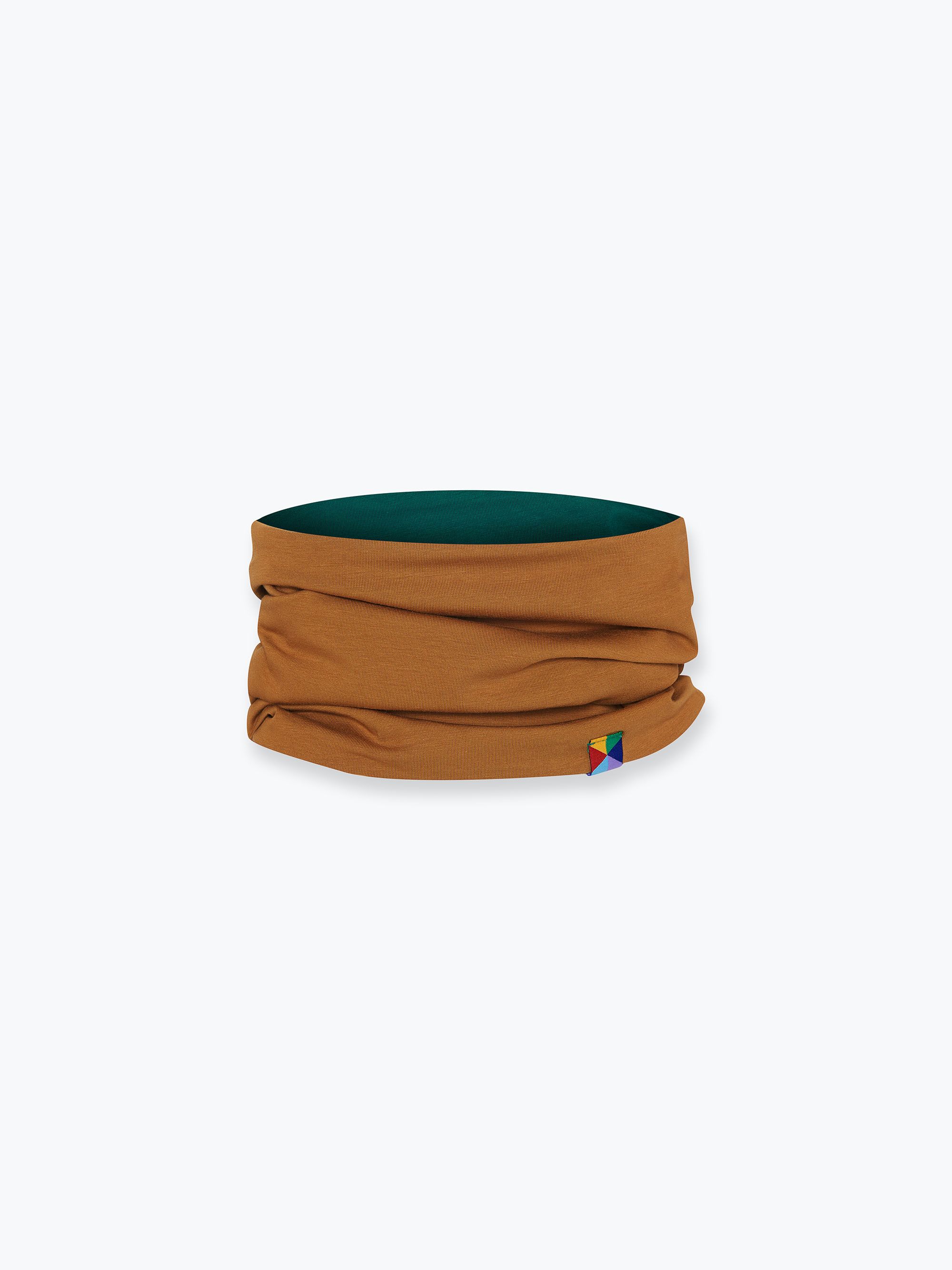 Bottle-green - caramel reversible neck warmer Junior
