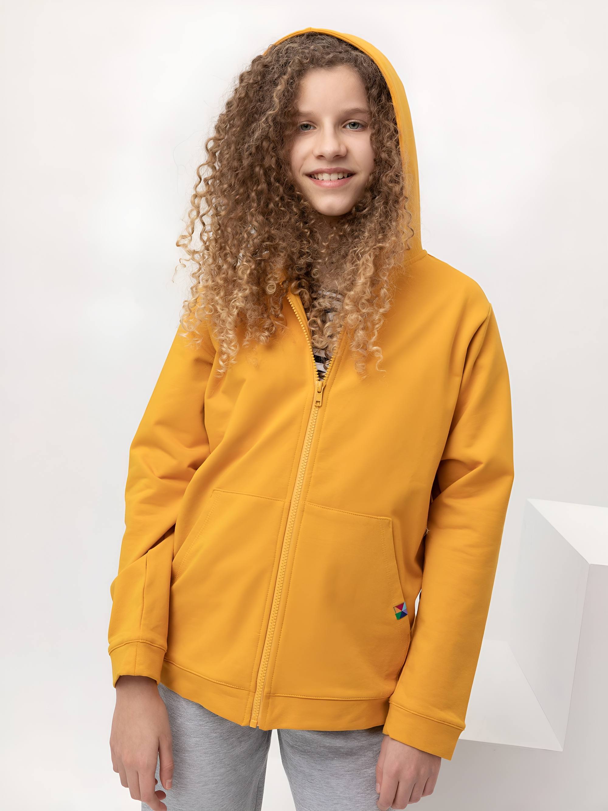 Musztardowa bluza z kapturem Junior