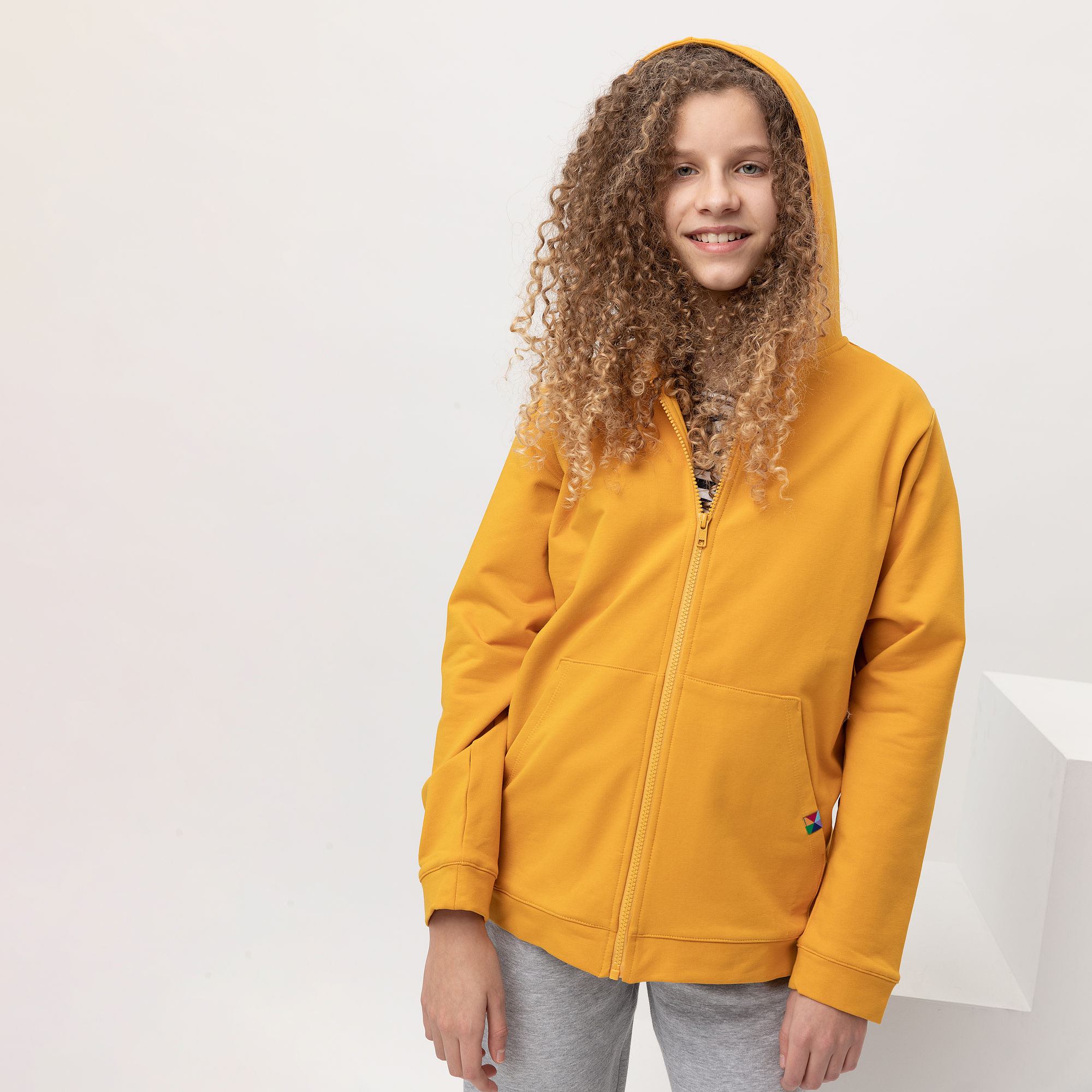 Musztardowa bluza z kapturem Junior