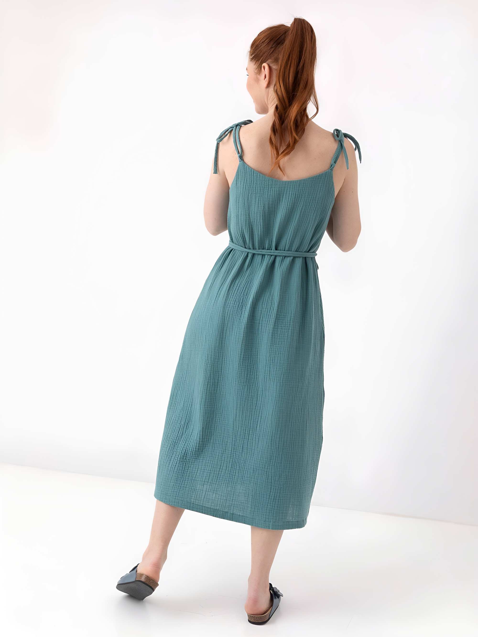 Nautical muslin strappy dress Women