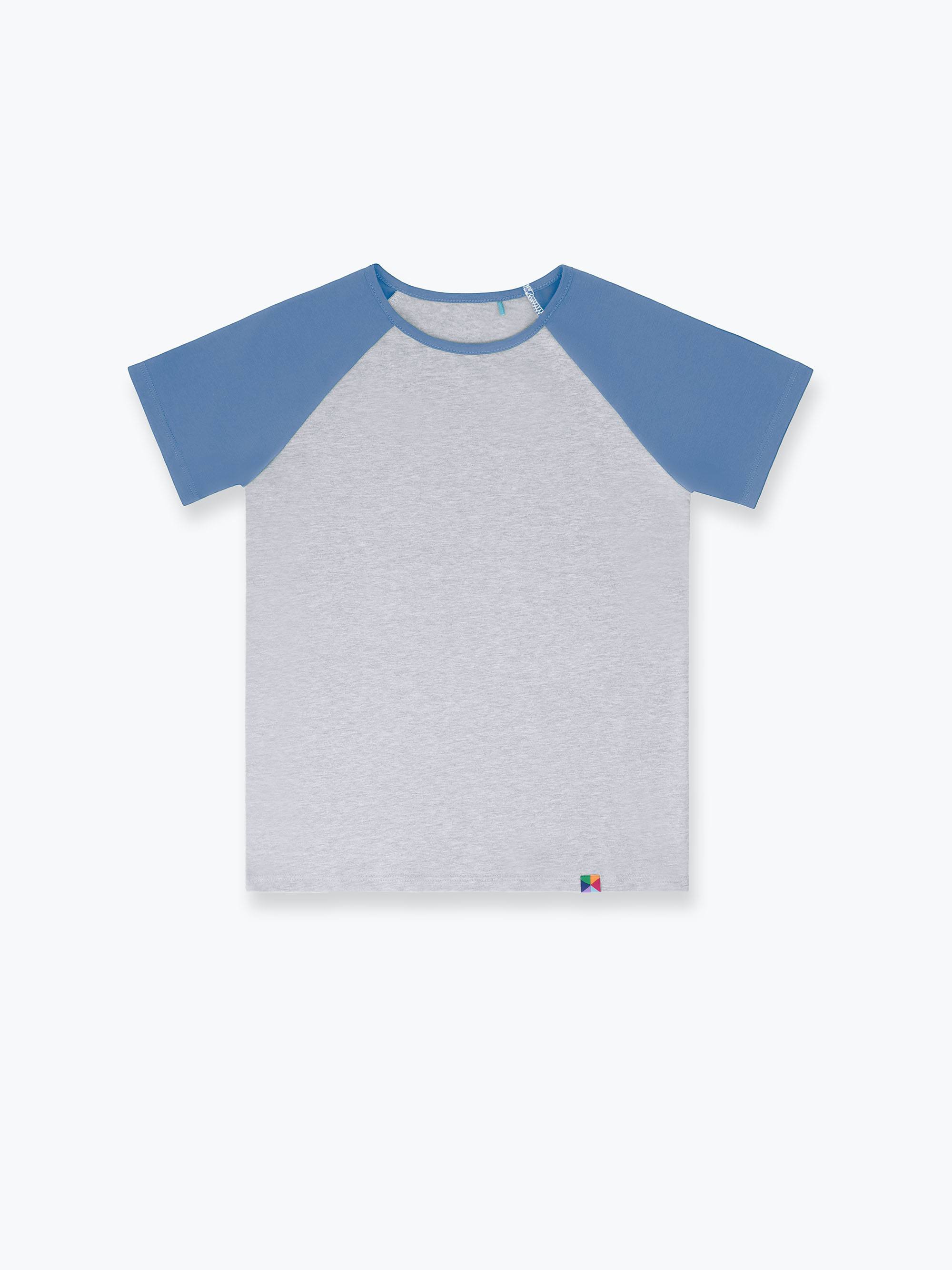 Szaro-błękitna koszulka baseball z krótkim rękawem