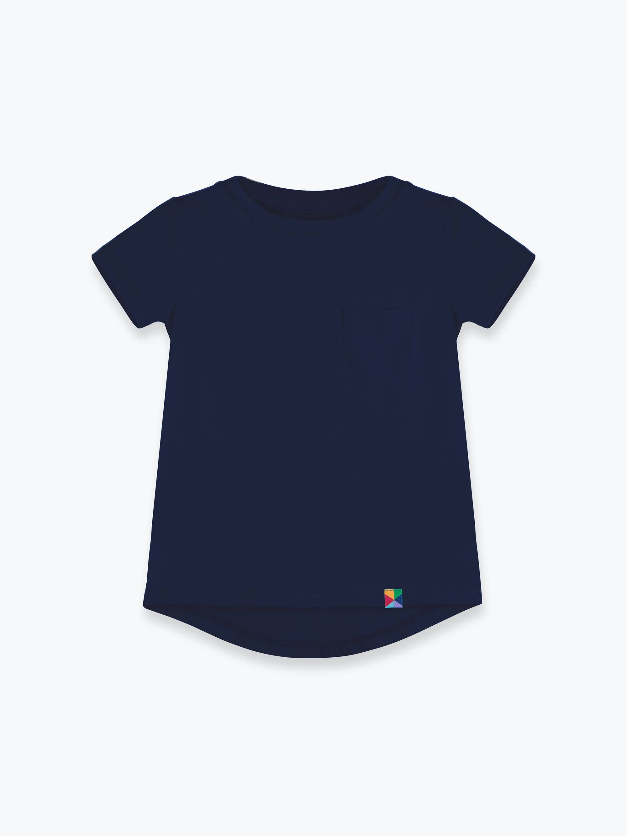 Granatowy T-shirt z kieszonką