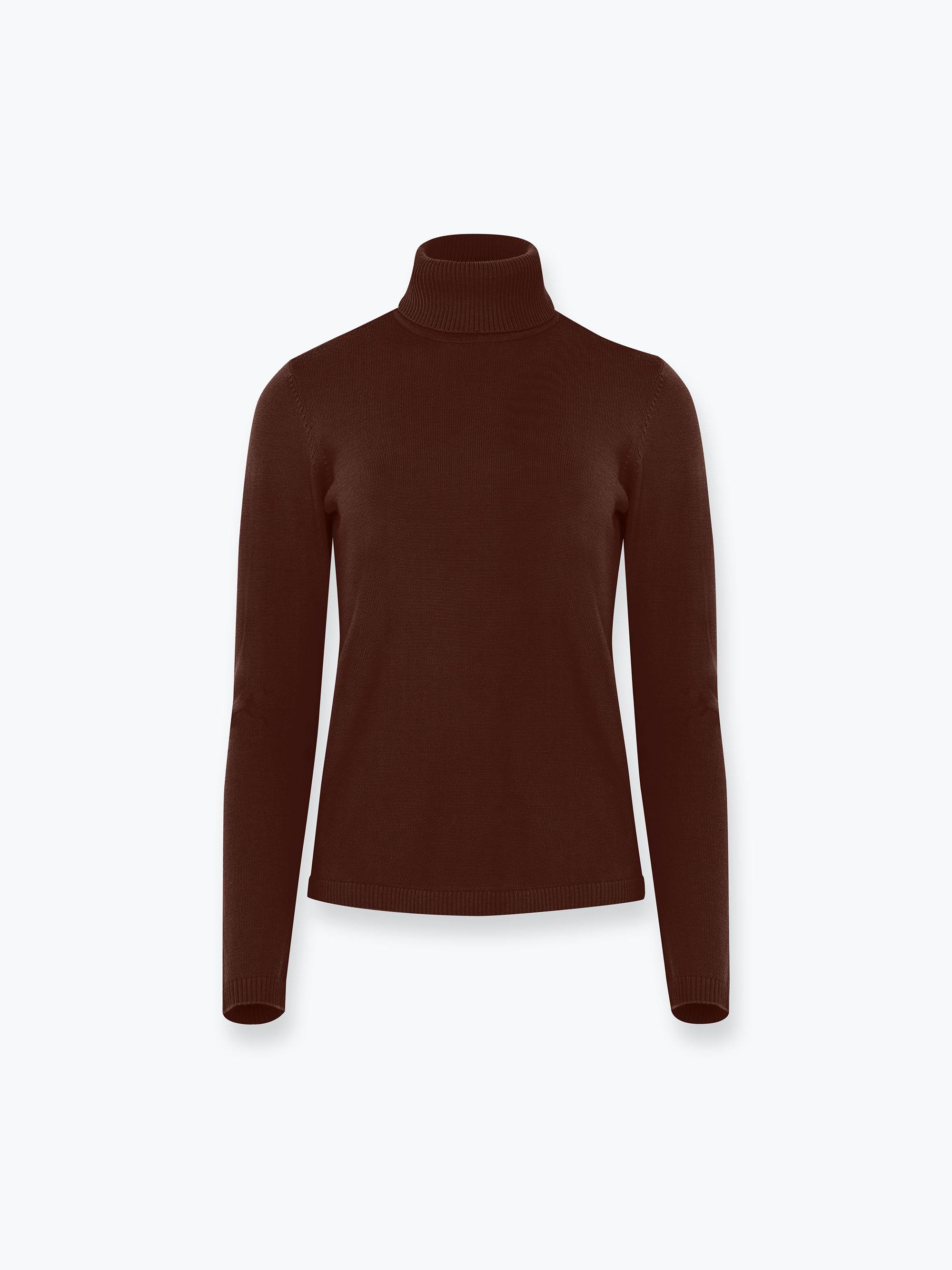Brązowy golf z wełny merino damski