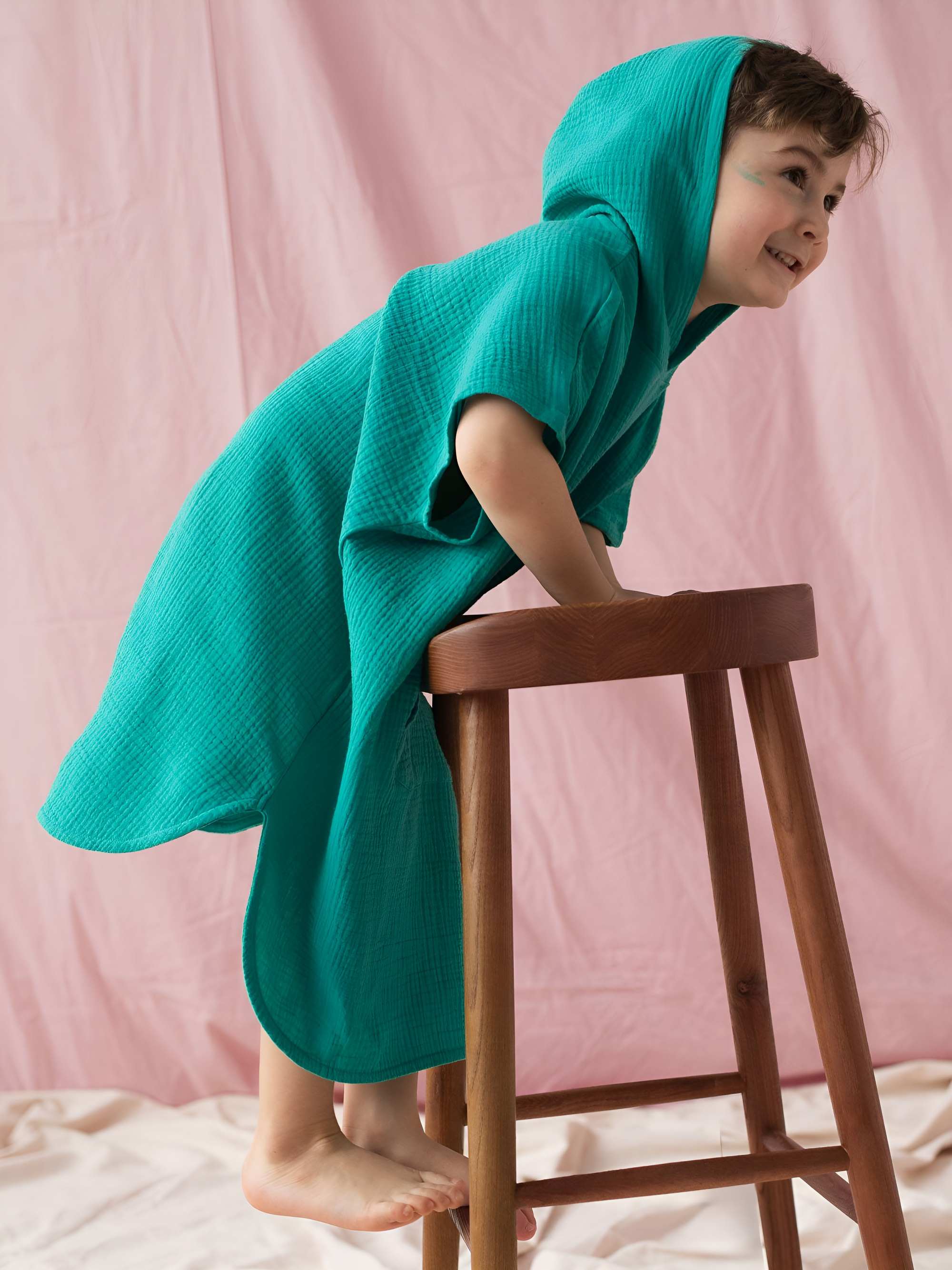 Turquoise muslin poncho