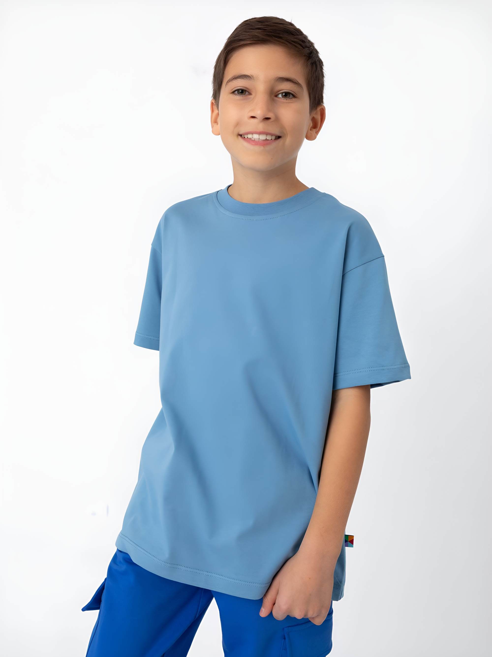 Błękitny T-shirt oversize