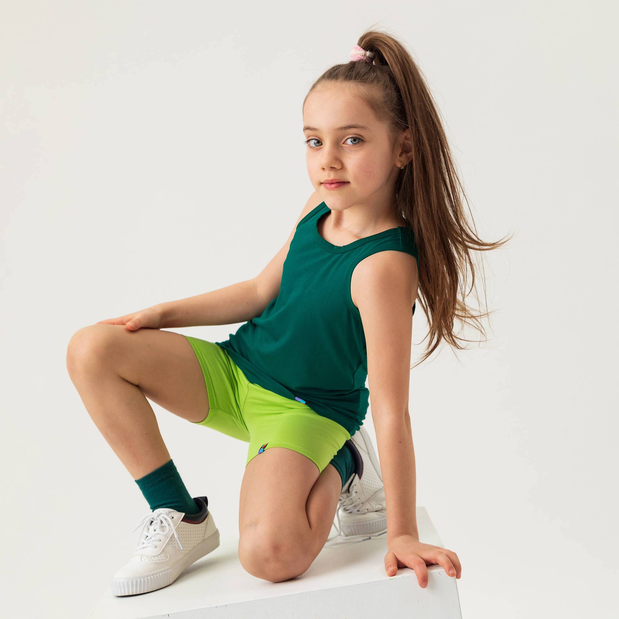 Limonkowe legginsy krótkie