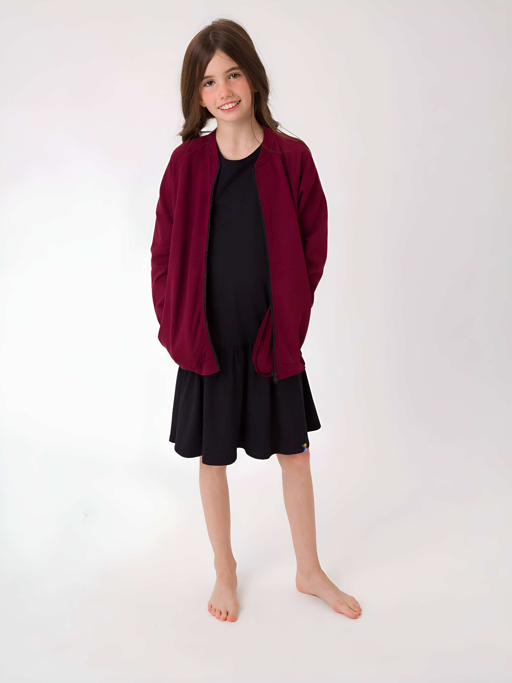Bordowa bluza na zamek Junior