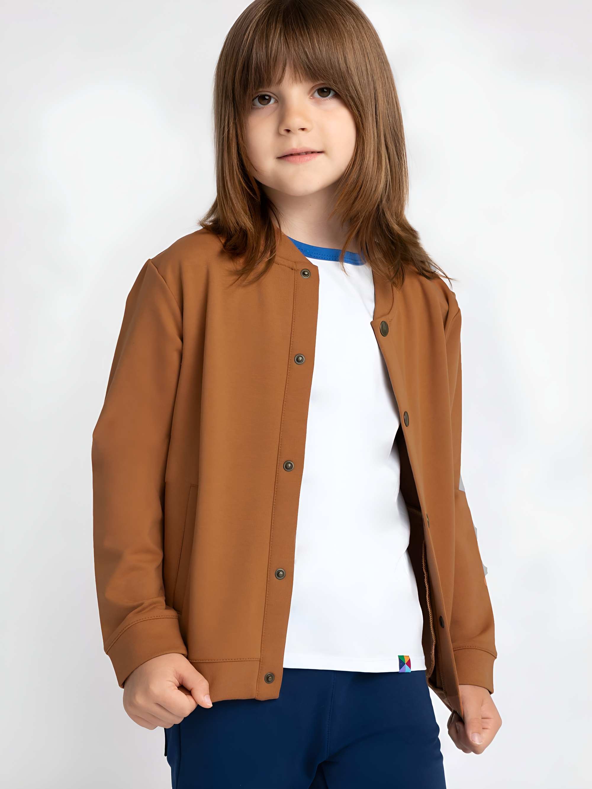 Karmelowa bluza bomber z kieszeniami