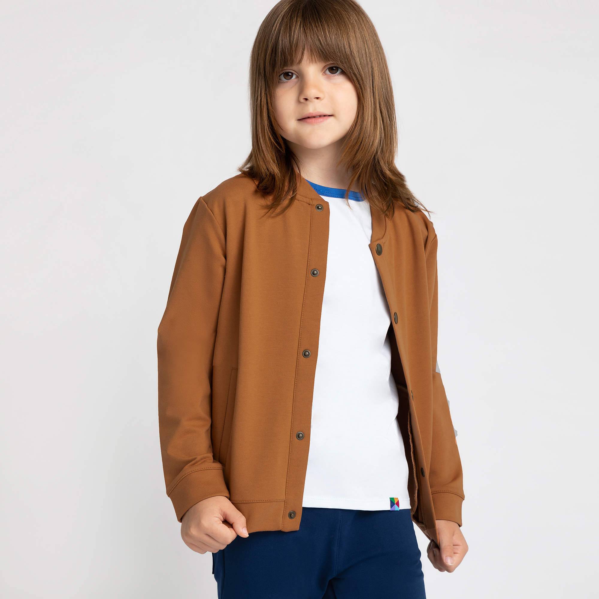 Karmelowa bluza bomber z kieszeniami