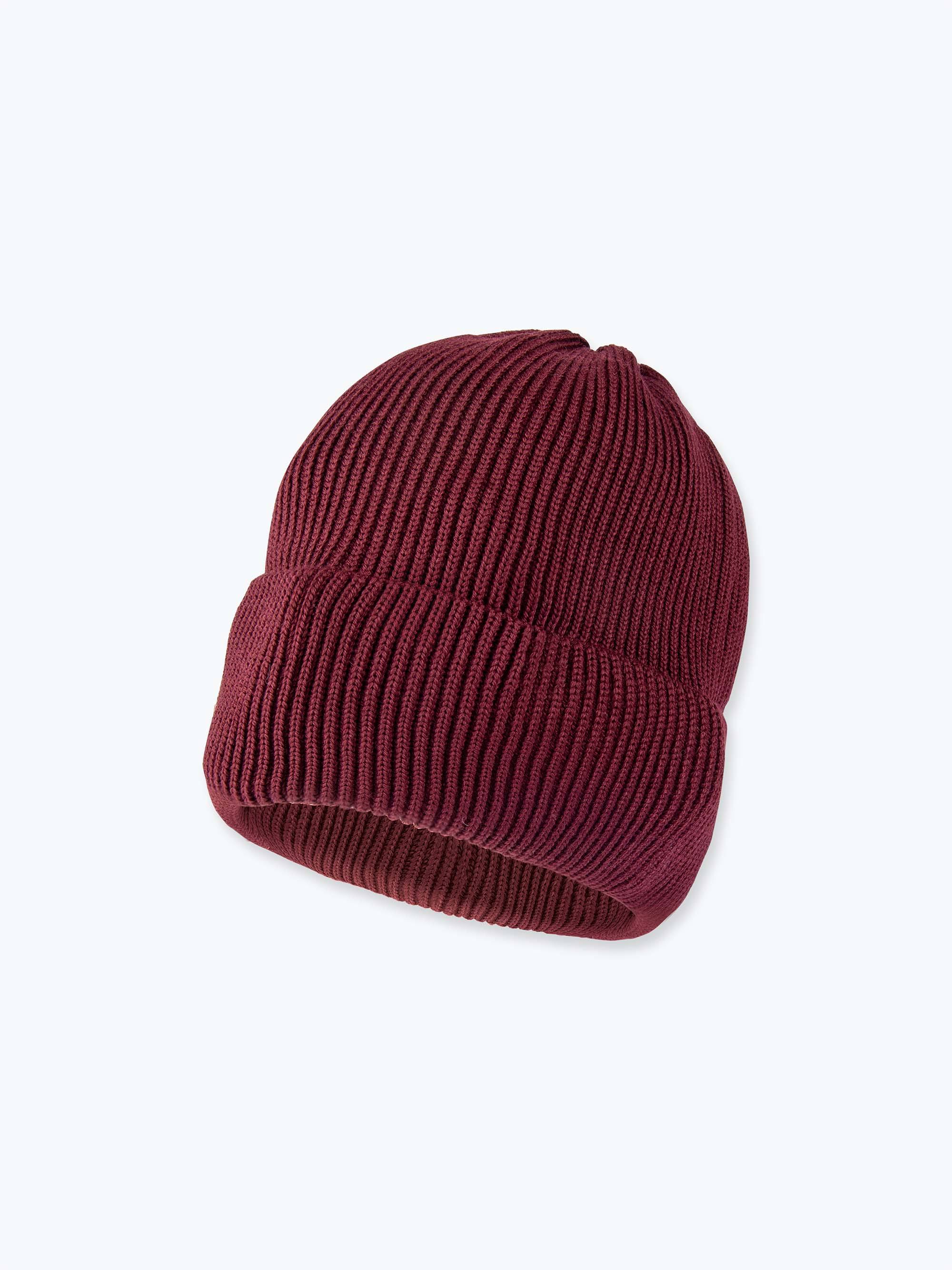 Burgundy merino wool hat adults
