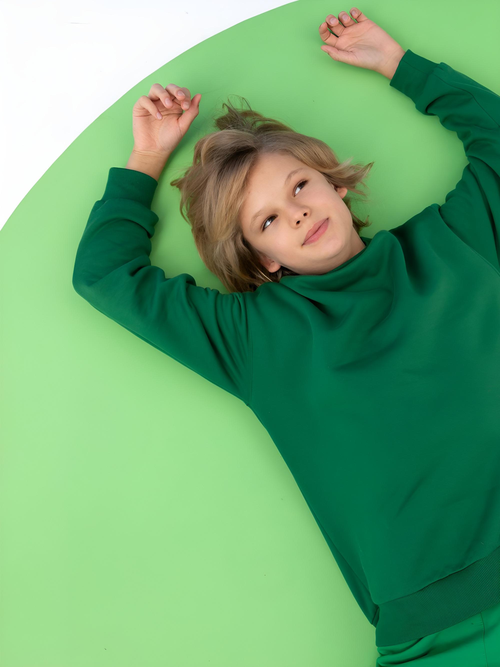 Ciemnozielona bluza dresowa ocieplana Junior