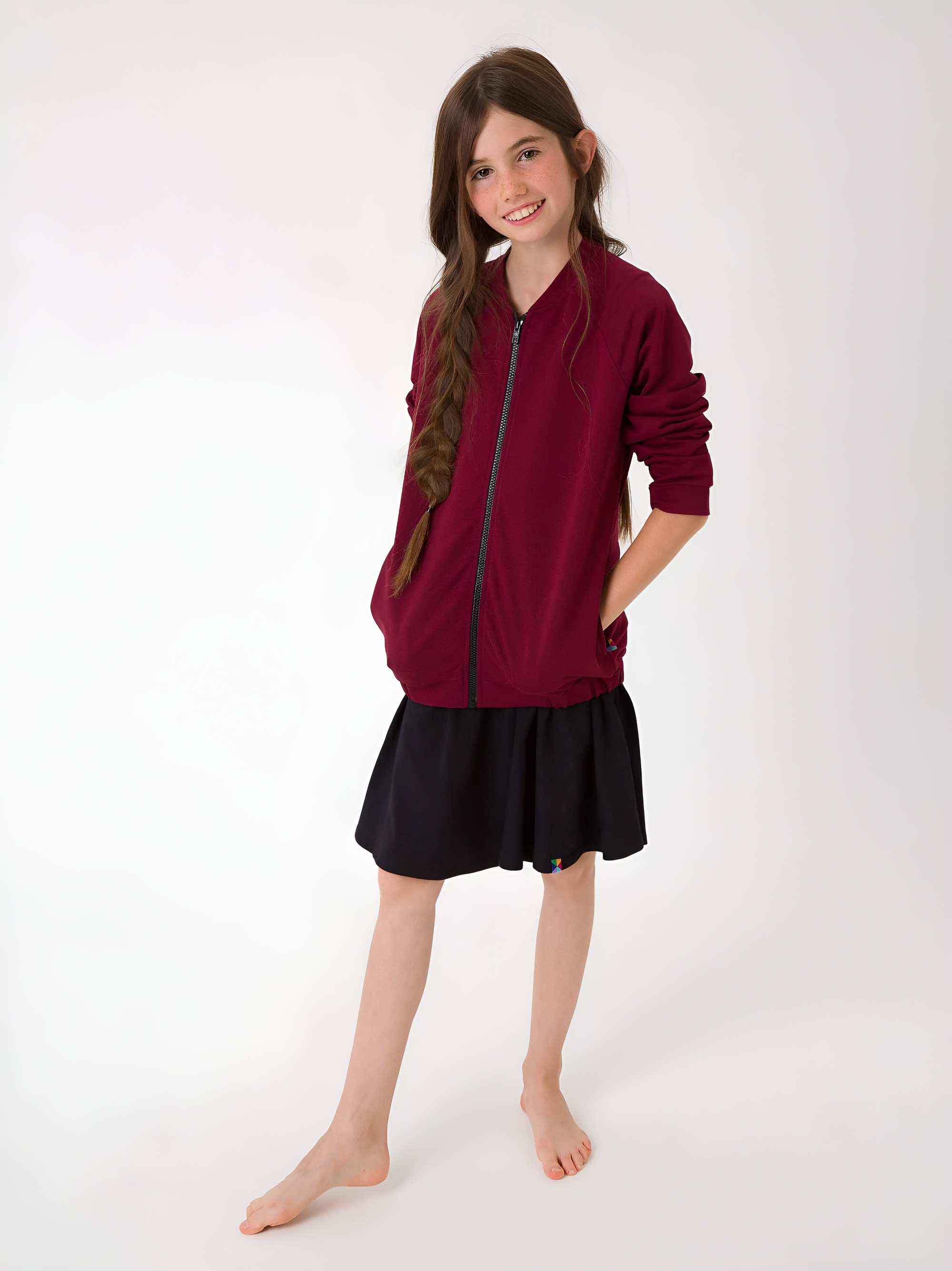 Bordowa bluza na zamek Junior