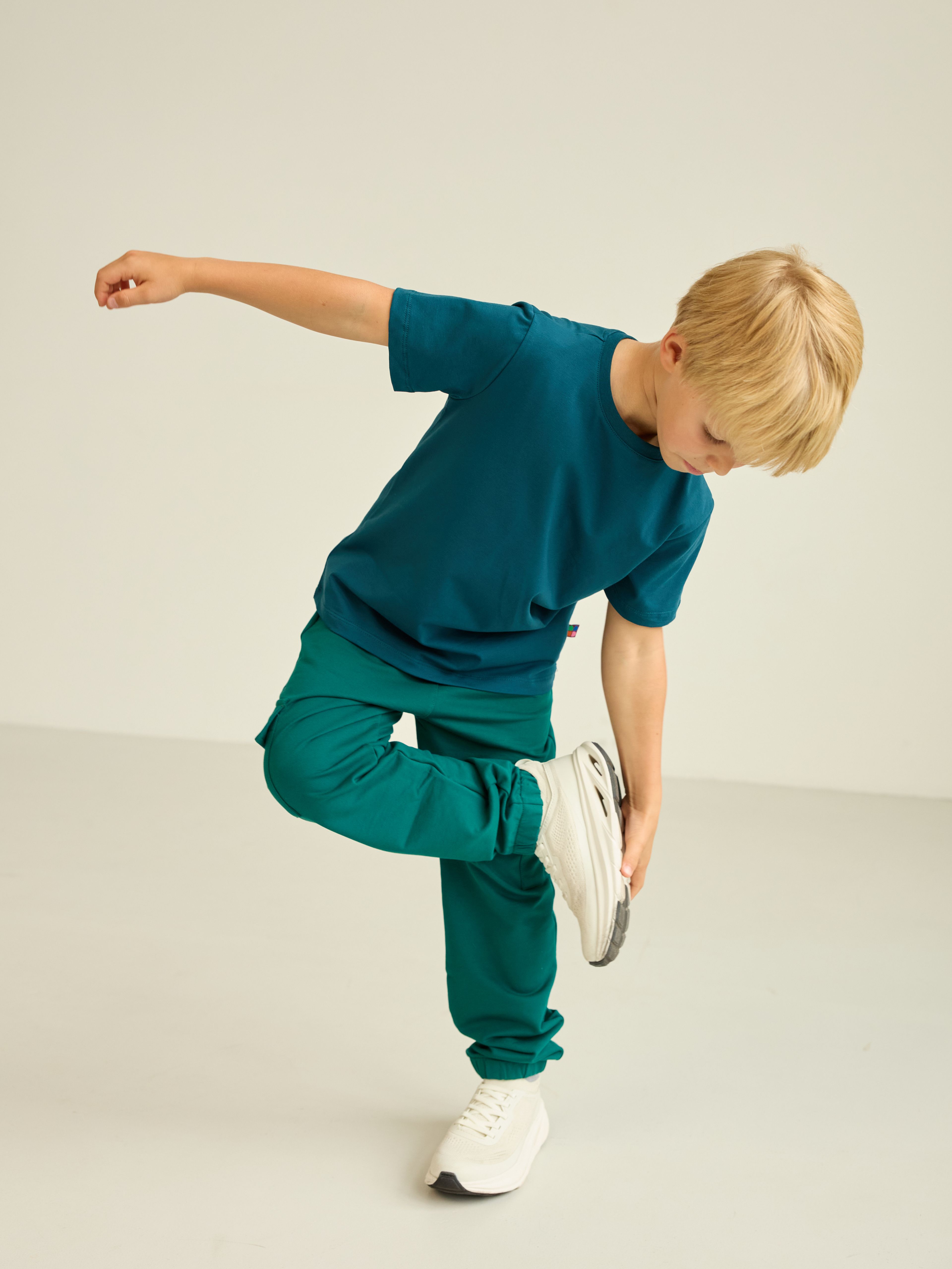Sea green Ribbed Trim T-Shirt Junior