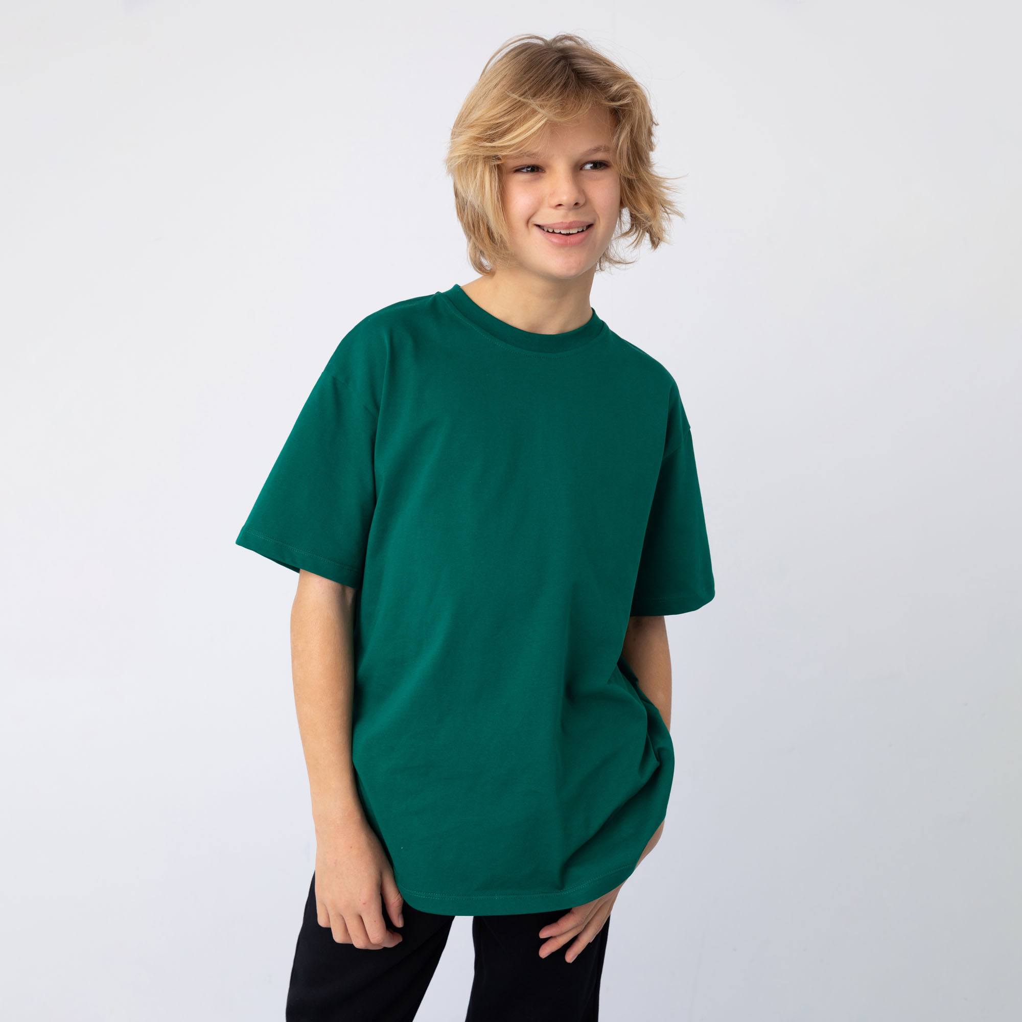 Butelkowozielony T-shirt oversize Junior